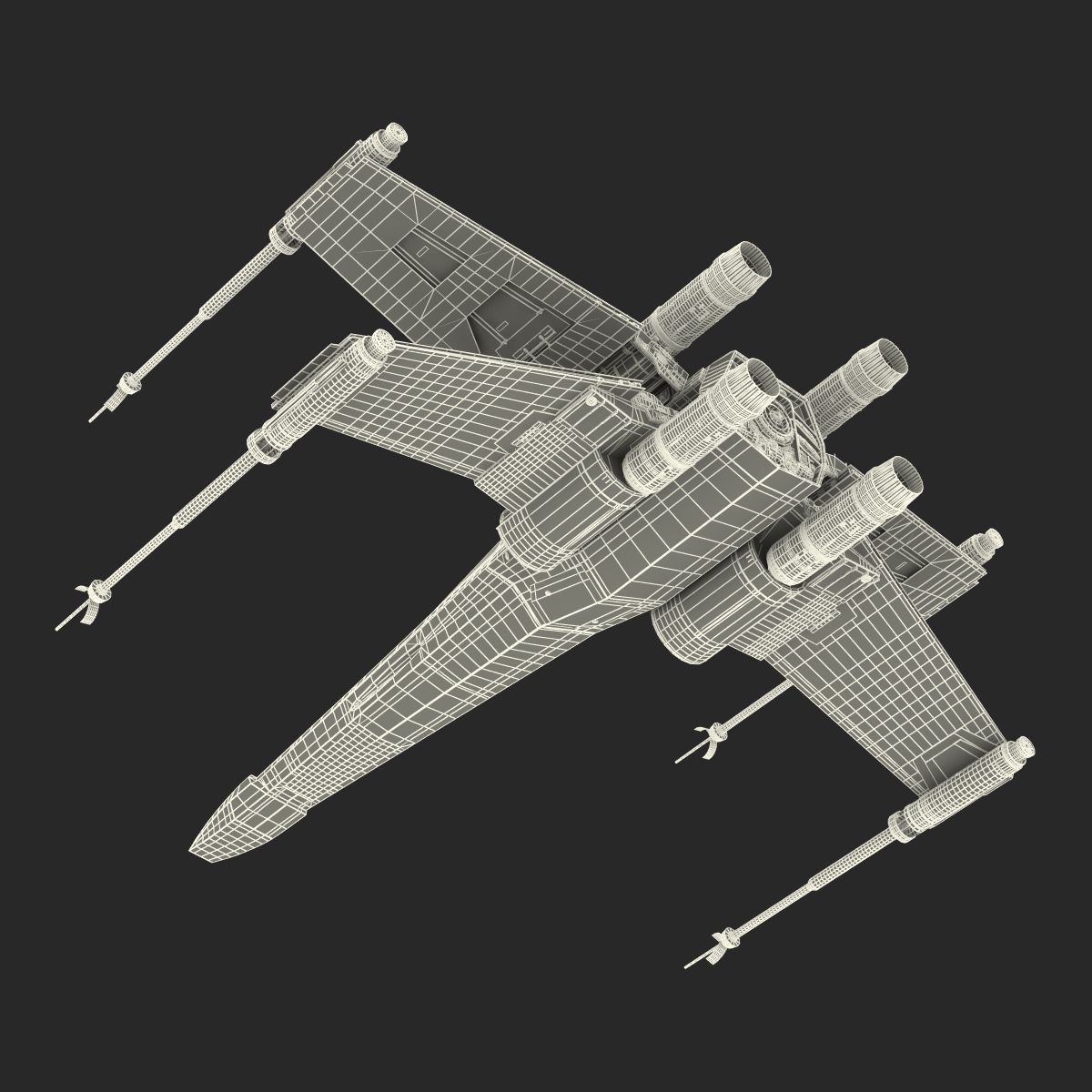 Star Wars X Wing Starfighter and R2D2 Rigged Blue 3D model