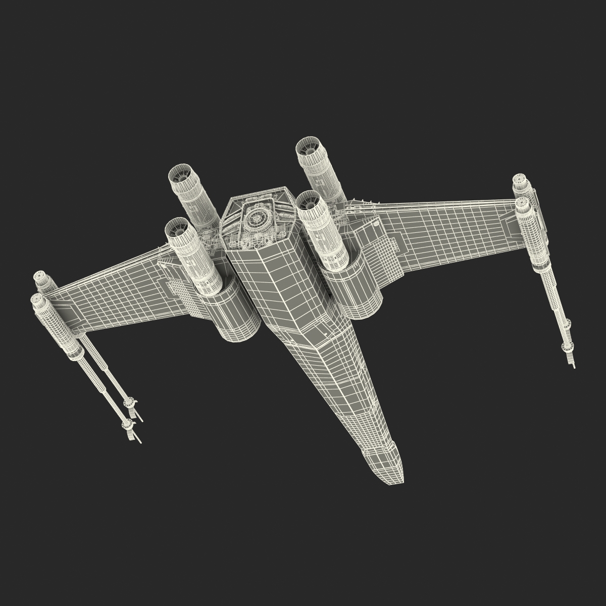 Star Wars X Wing Starfighter and R2D2 Rigged Blue 3D model