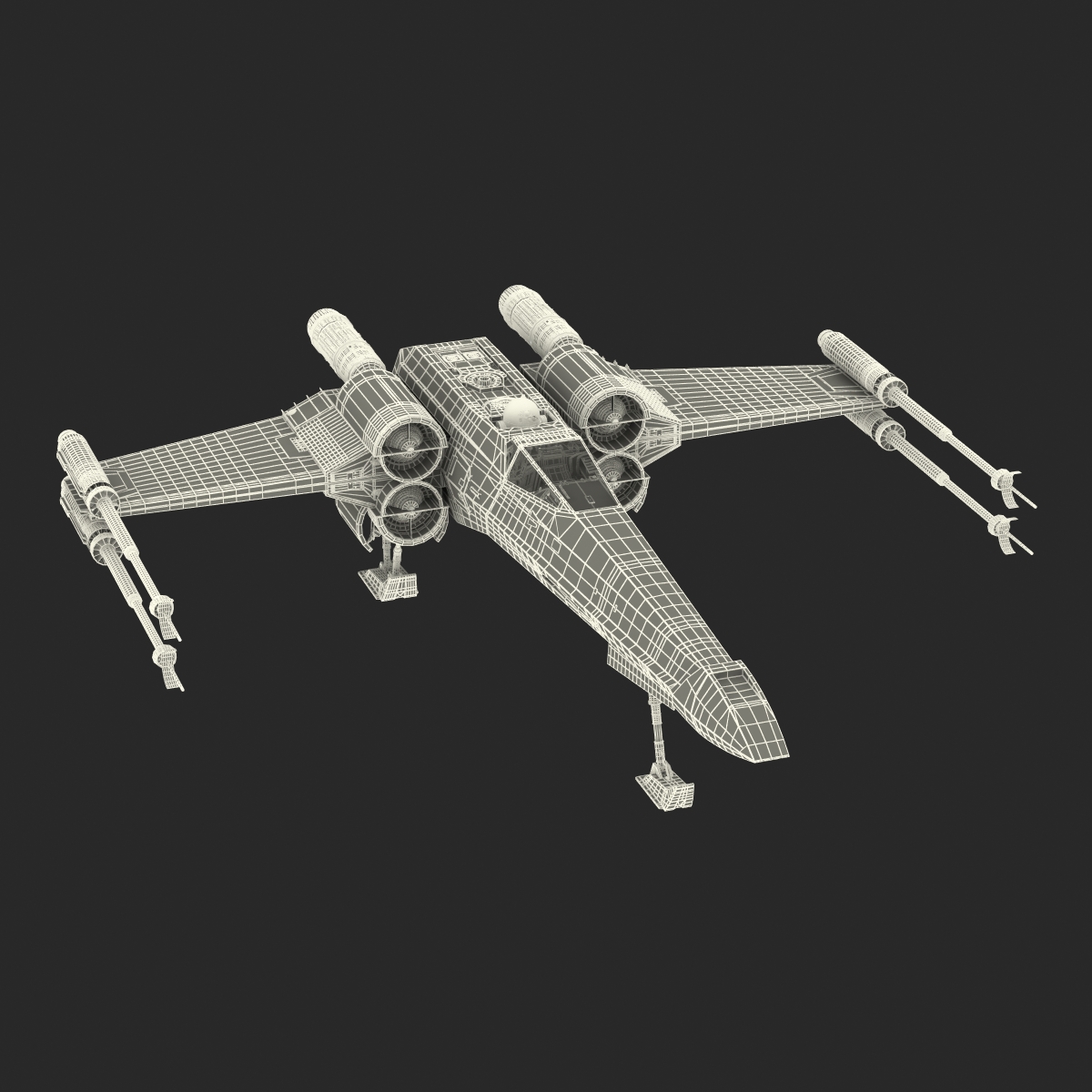 Star Wars X Wing Starfighter and R2D2 Rigged Blue 3D model