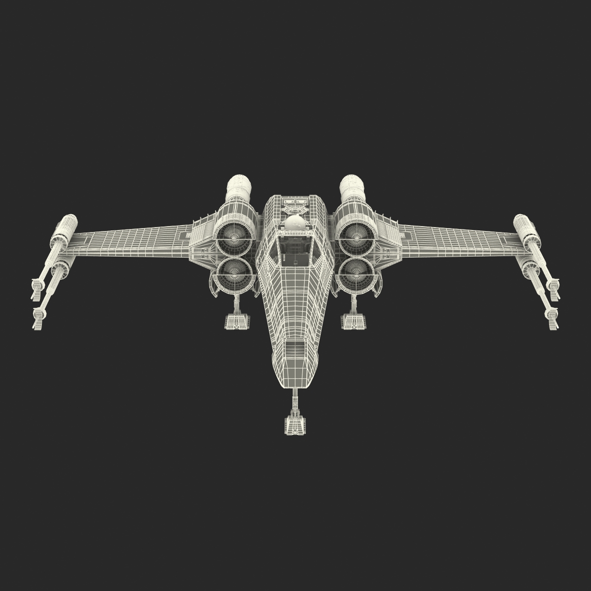 Star Wars X Wing Starfighter and R2D2 Rigged Blue 3D model