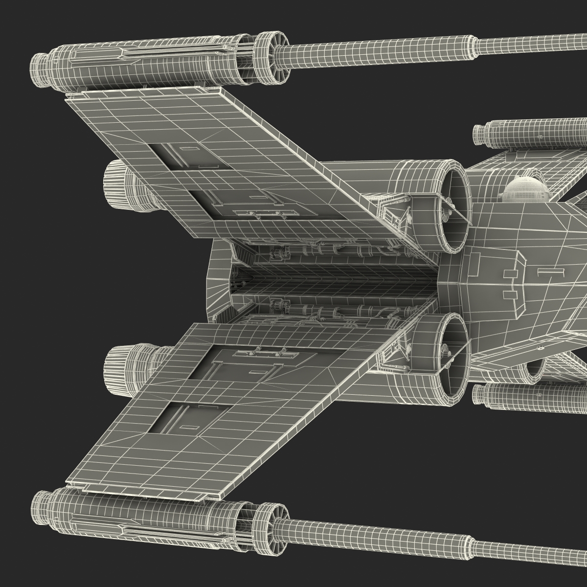 Star Wars X Wing Starfighter and R2D2 Rigged Blue 3D model