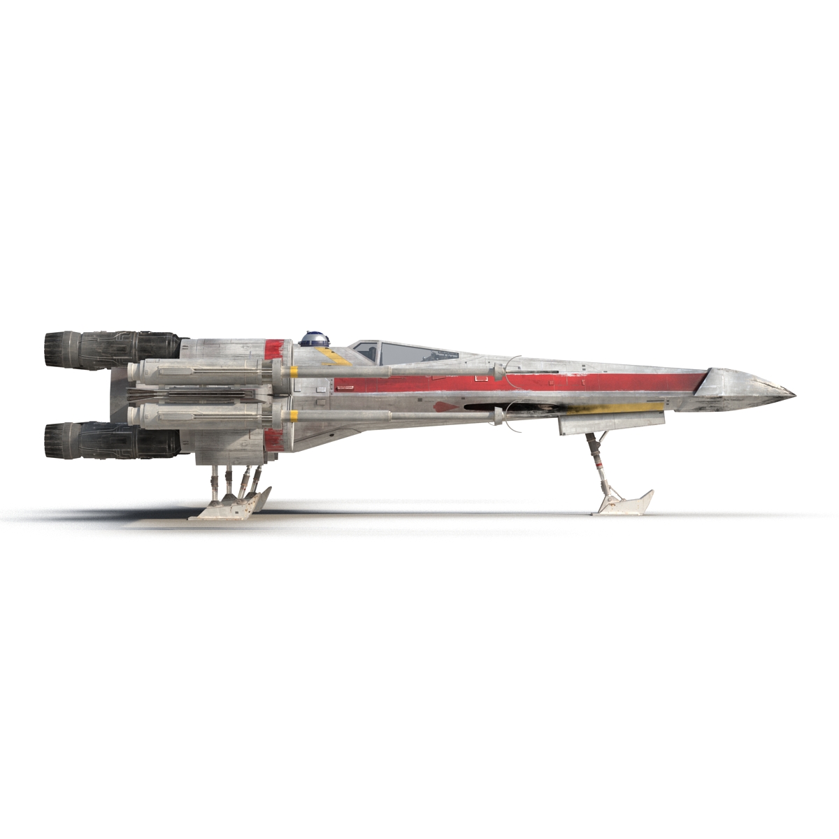 3D Star Wars X Wing Starfighter and R2D2 Rigged Red model