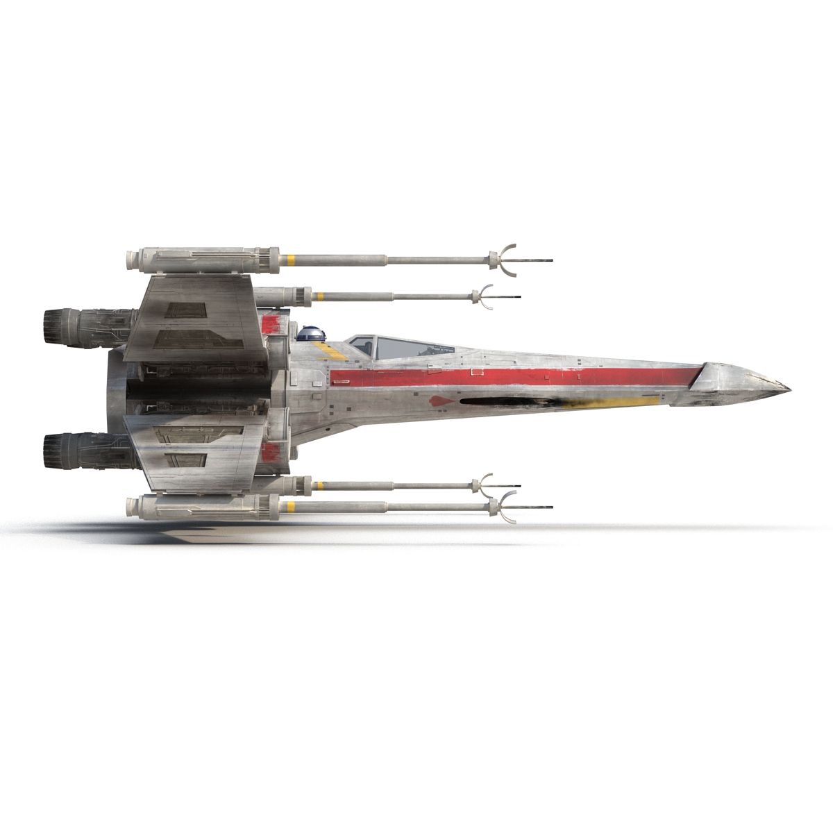 3D Star Wars X Wing Starfighter and R2D2 Rigged Red model