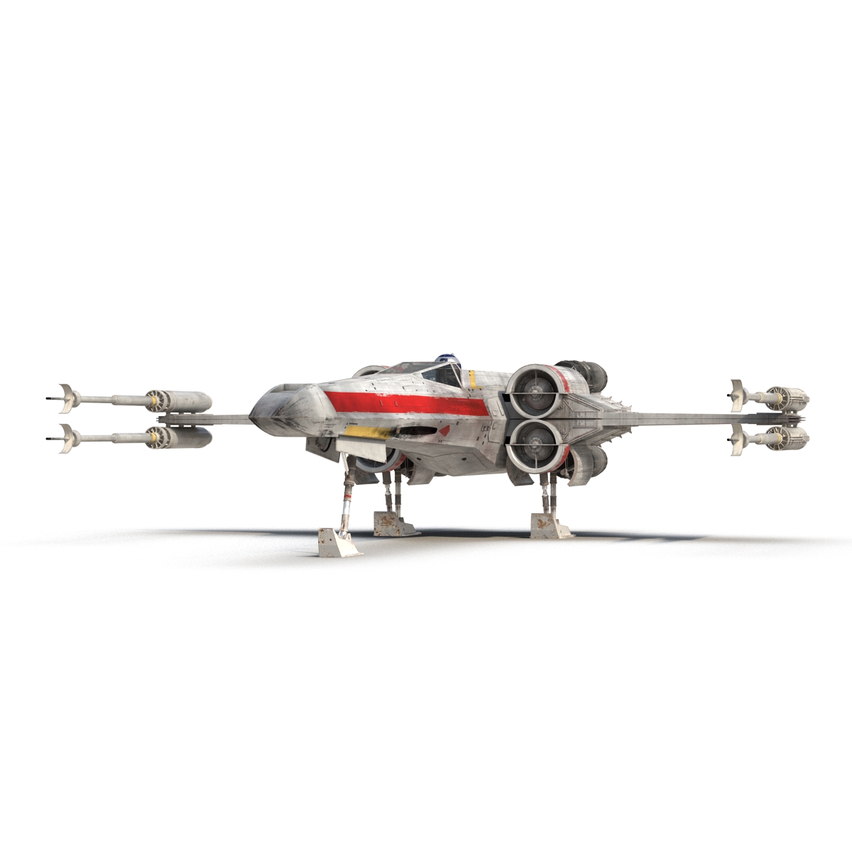 3D Star Wars X Wing Starfighter and R2D2 Rigged Red model