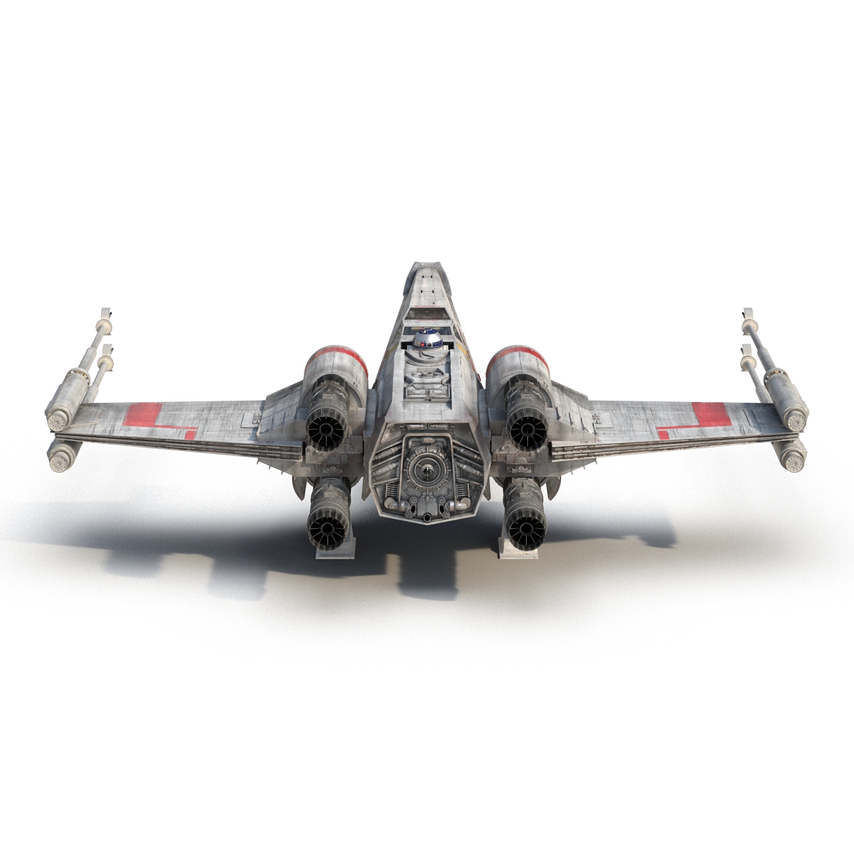 3D Star Wars X Wing Starfighter and R2D2 Rigged Red model