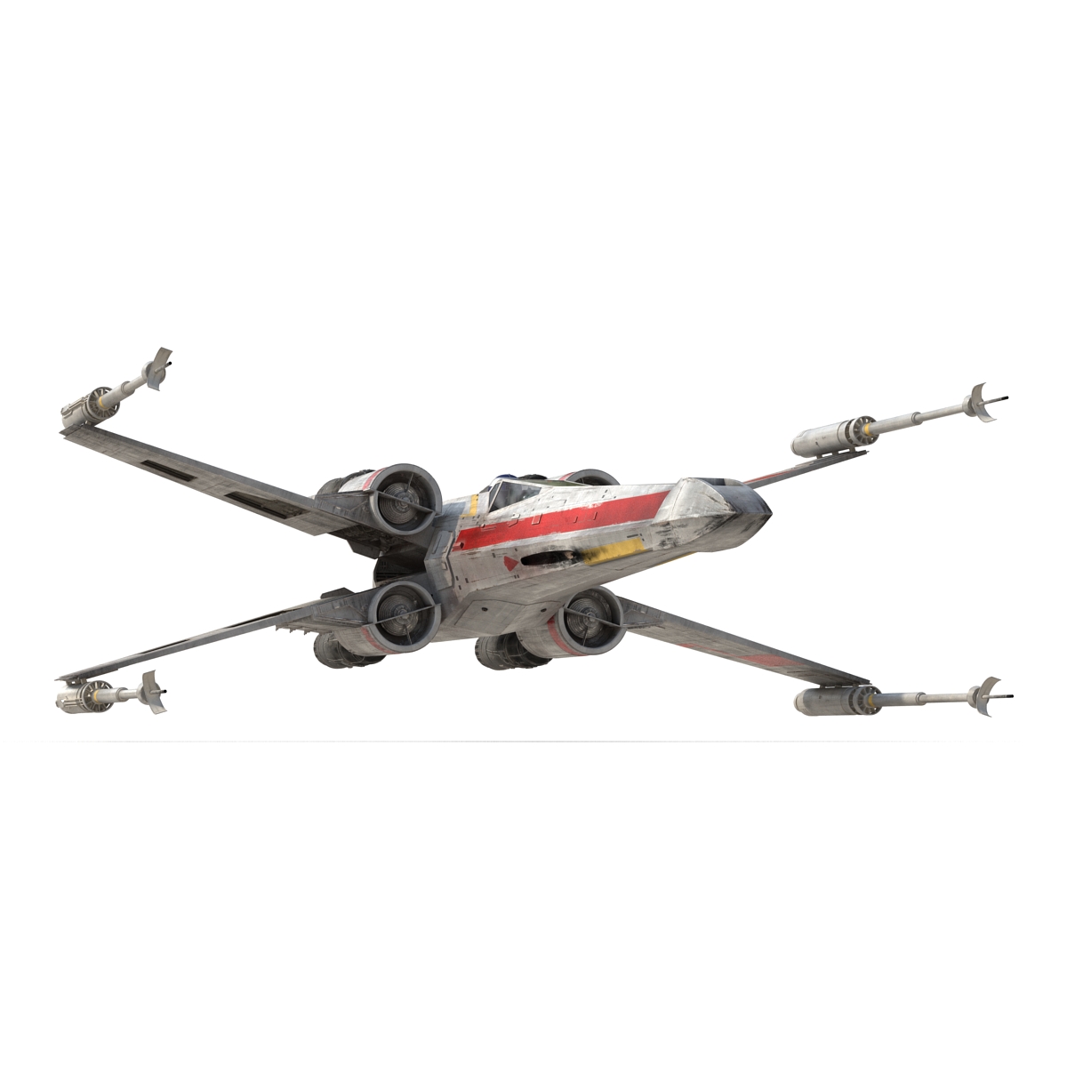 3D Star Wars X Wing Starfighter and R2D2 Rigged Red model