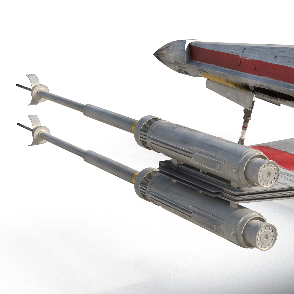 3D Star Wars X Wing Starfighter and R2D2 Rigged Red model