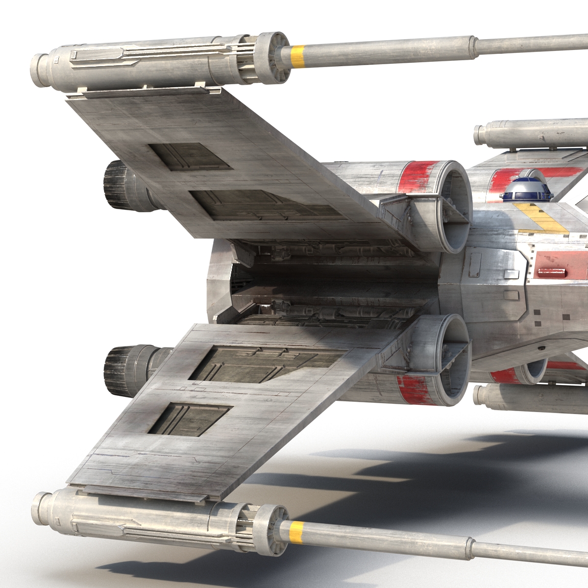 3D Star Wars X Wing Starfighter and R2D2 Rigged Red model