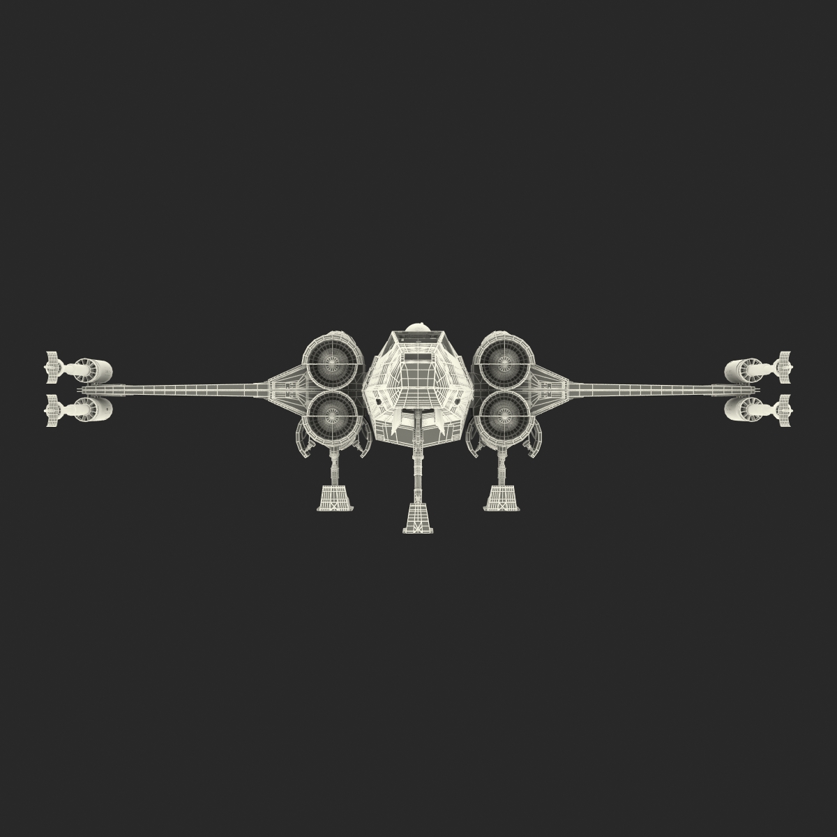 3D Star Wars X Wing Starfighter and R2D2 Rigged Red model