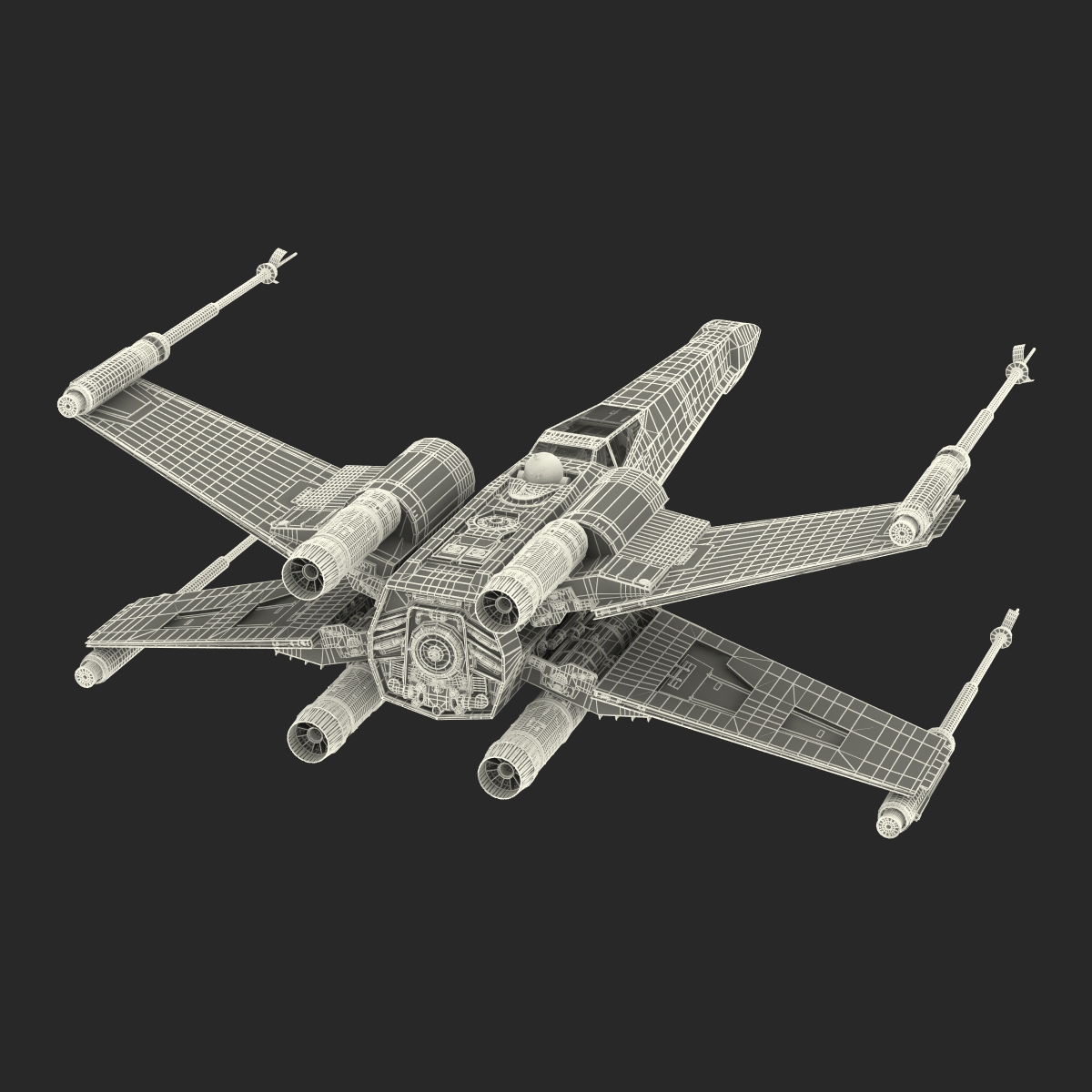 3D Star Wars X Wing Starfighter and R2D2 Rigged Red model