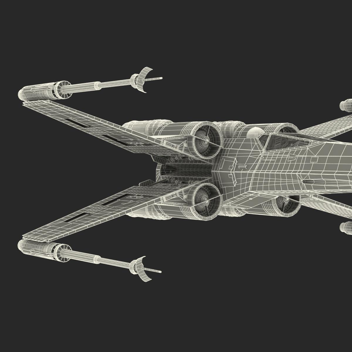 3D Star Wars X Wing Starfighter and R2D2 Rigged Red model