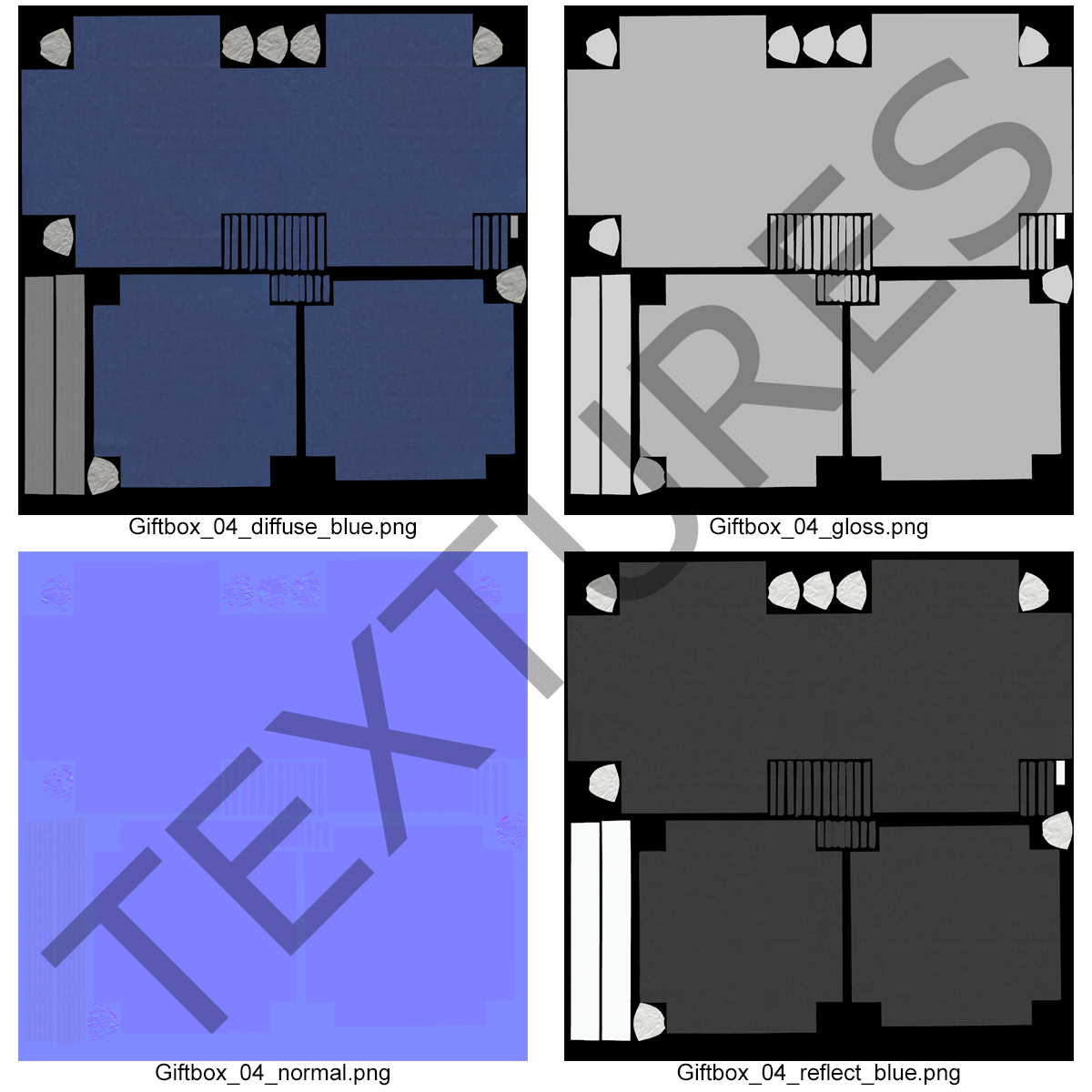 Giftbox 4 Blue 3D model