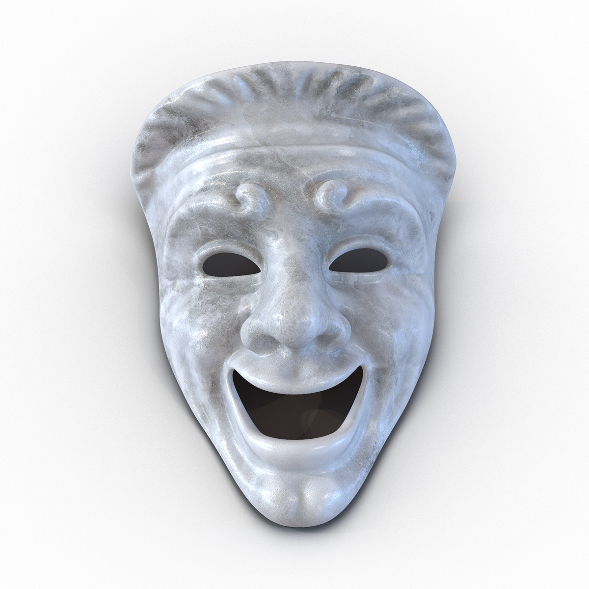 Theatre Comedy Mask White Marble 3D