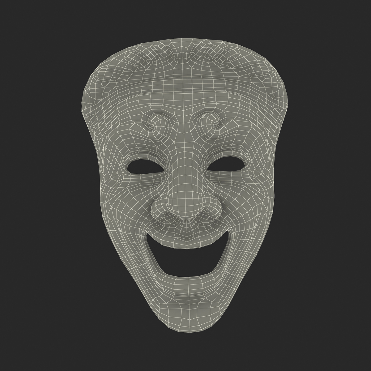 Theatre Comedy Mask White Marble 3D