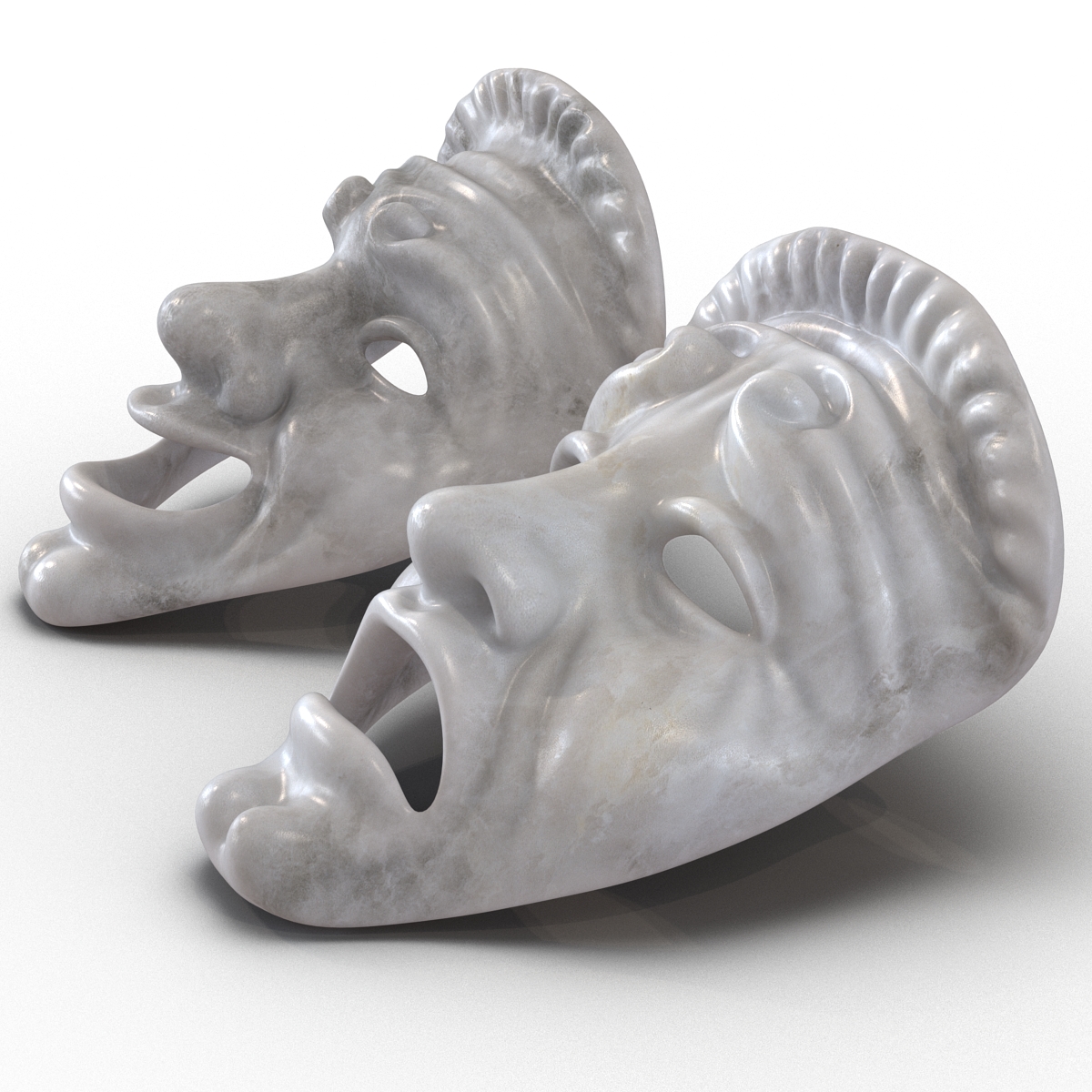 3D model Theatre Masks Set White Marble