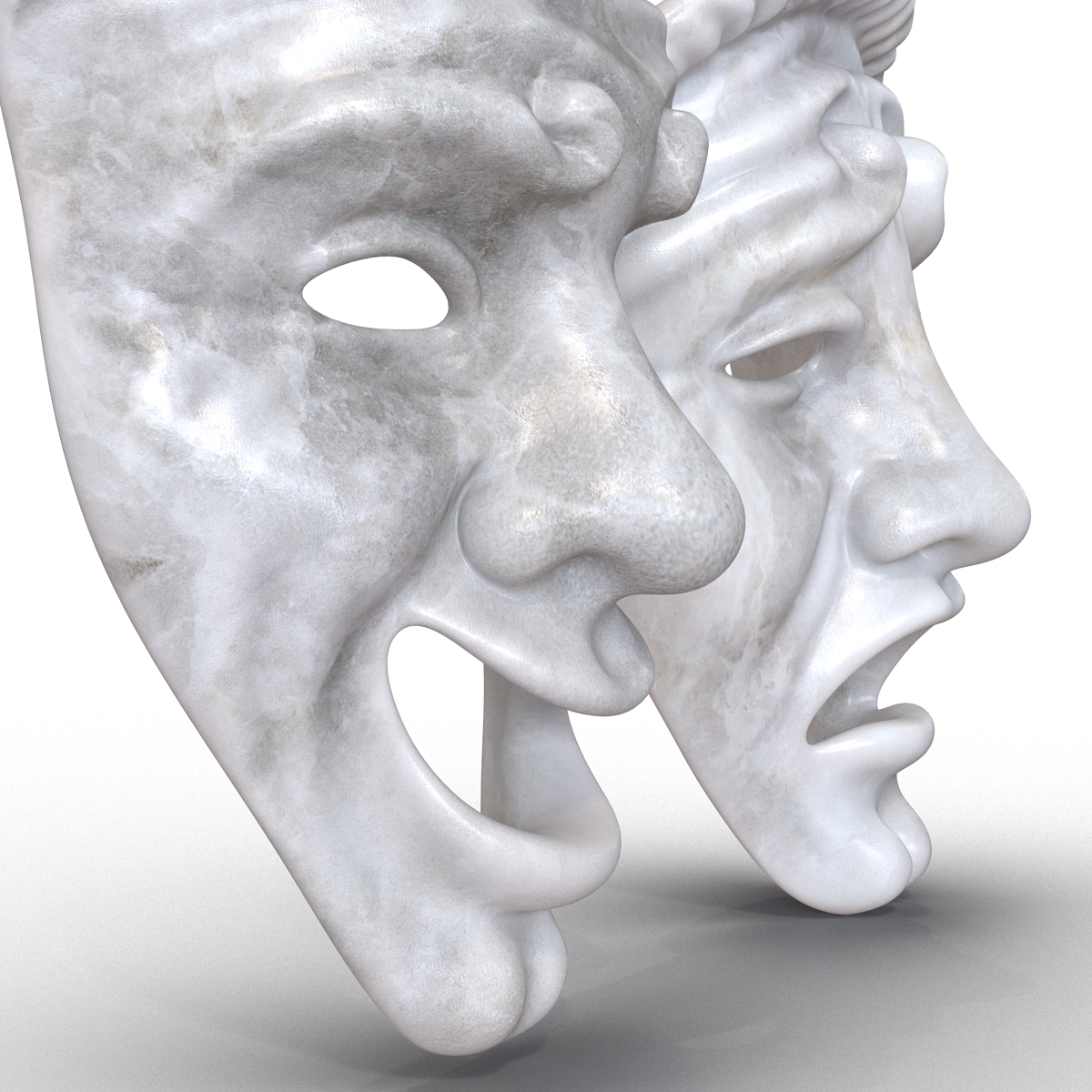 3D model Theatre Masks Set White Marble