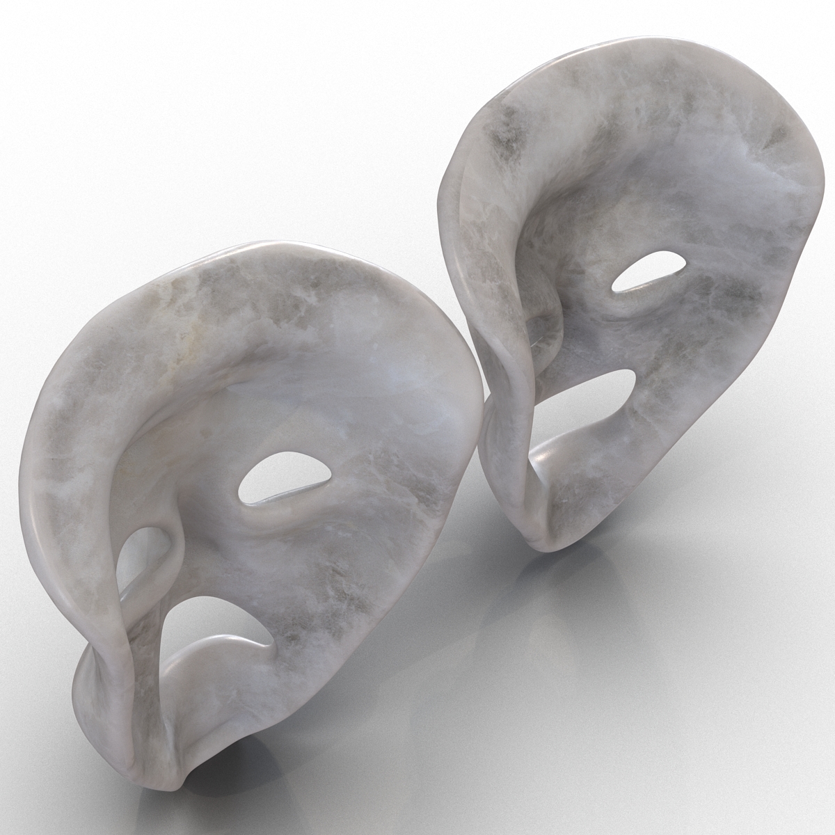 3D model Theatre Masks Set White Marble