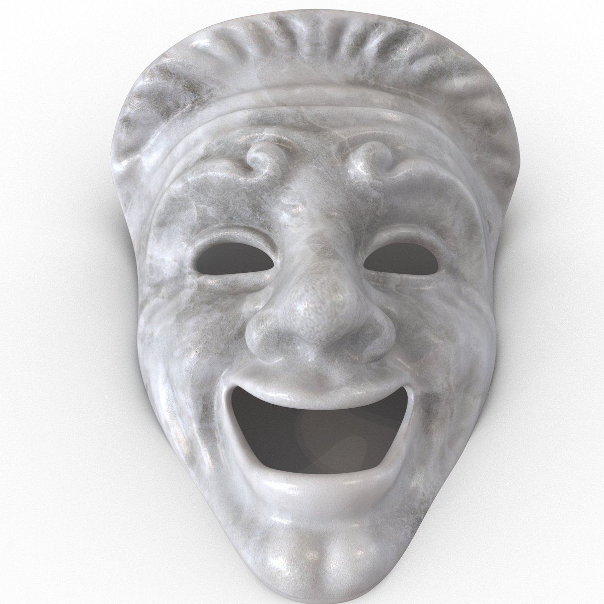 3D model Theatre Masks Set White Marble