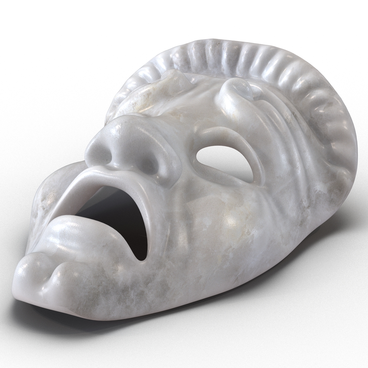 3D model Theatre Masks Set White Marble