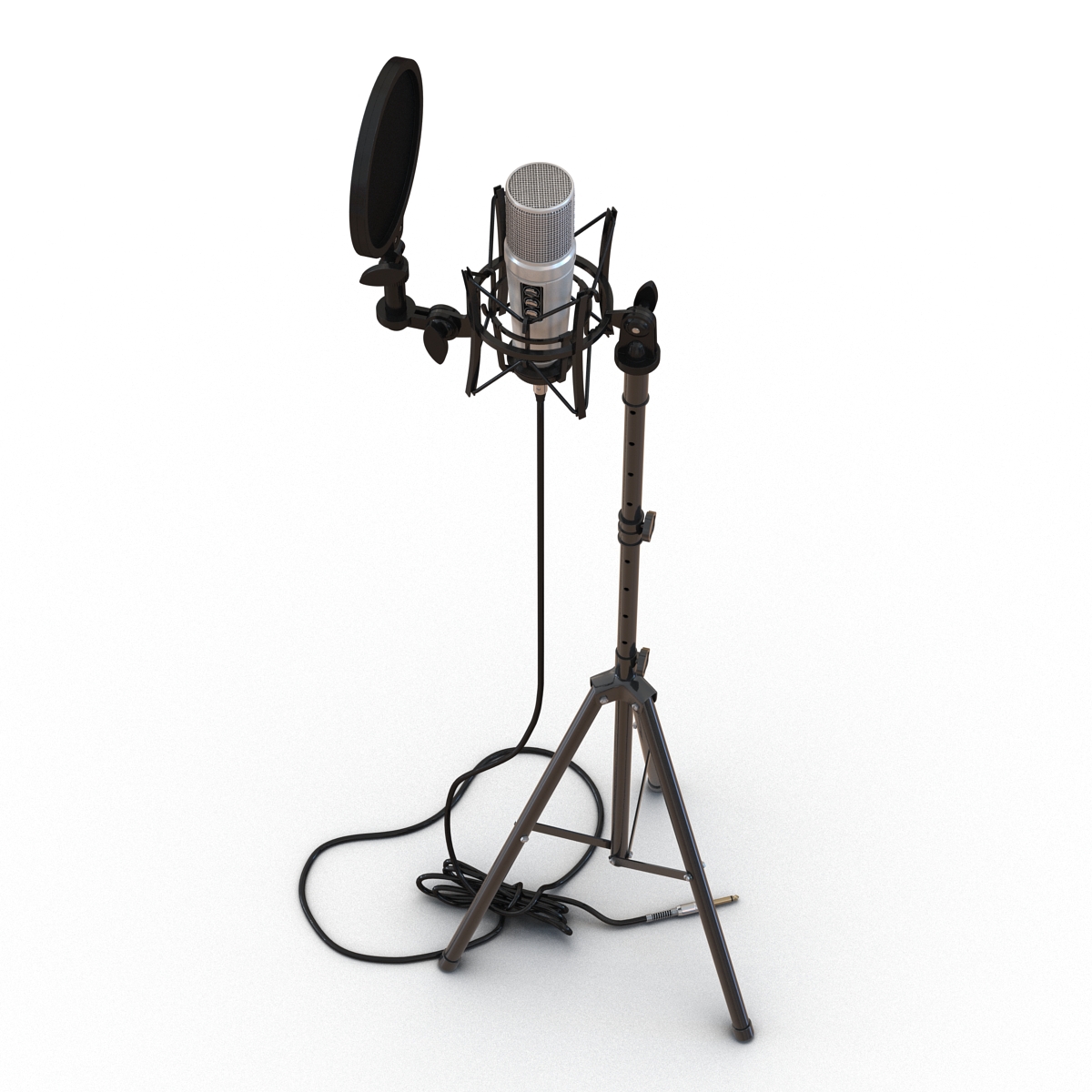 Studio Microphone and Stand 3D