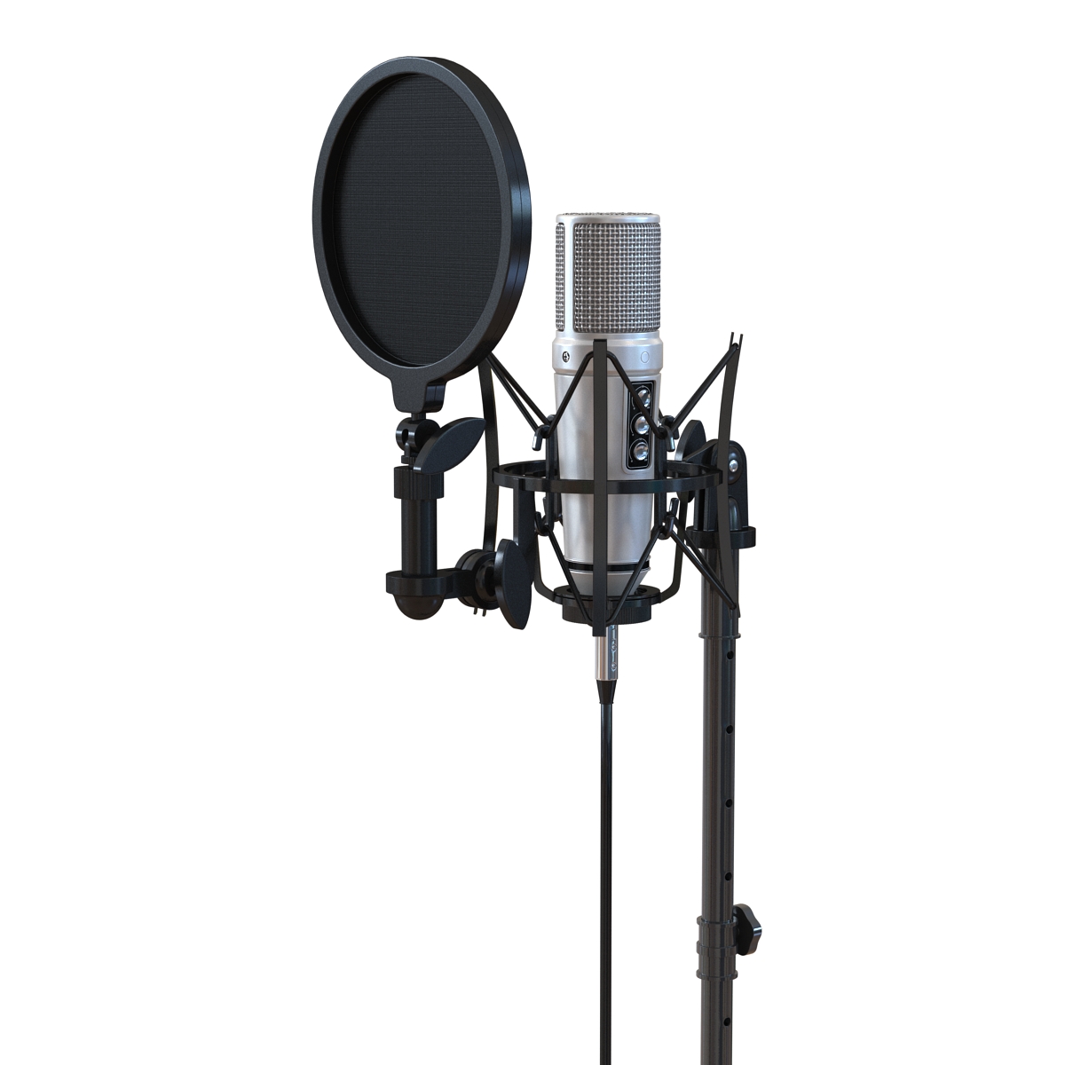 Studio Microphone and Stand 3D