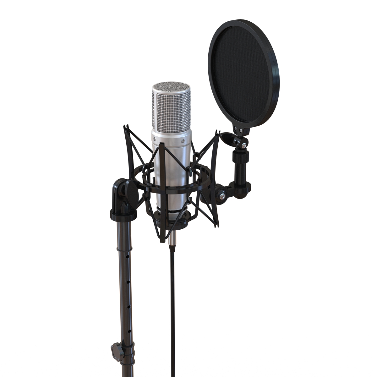 Studio Microphone and Stand 3D