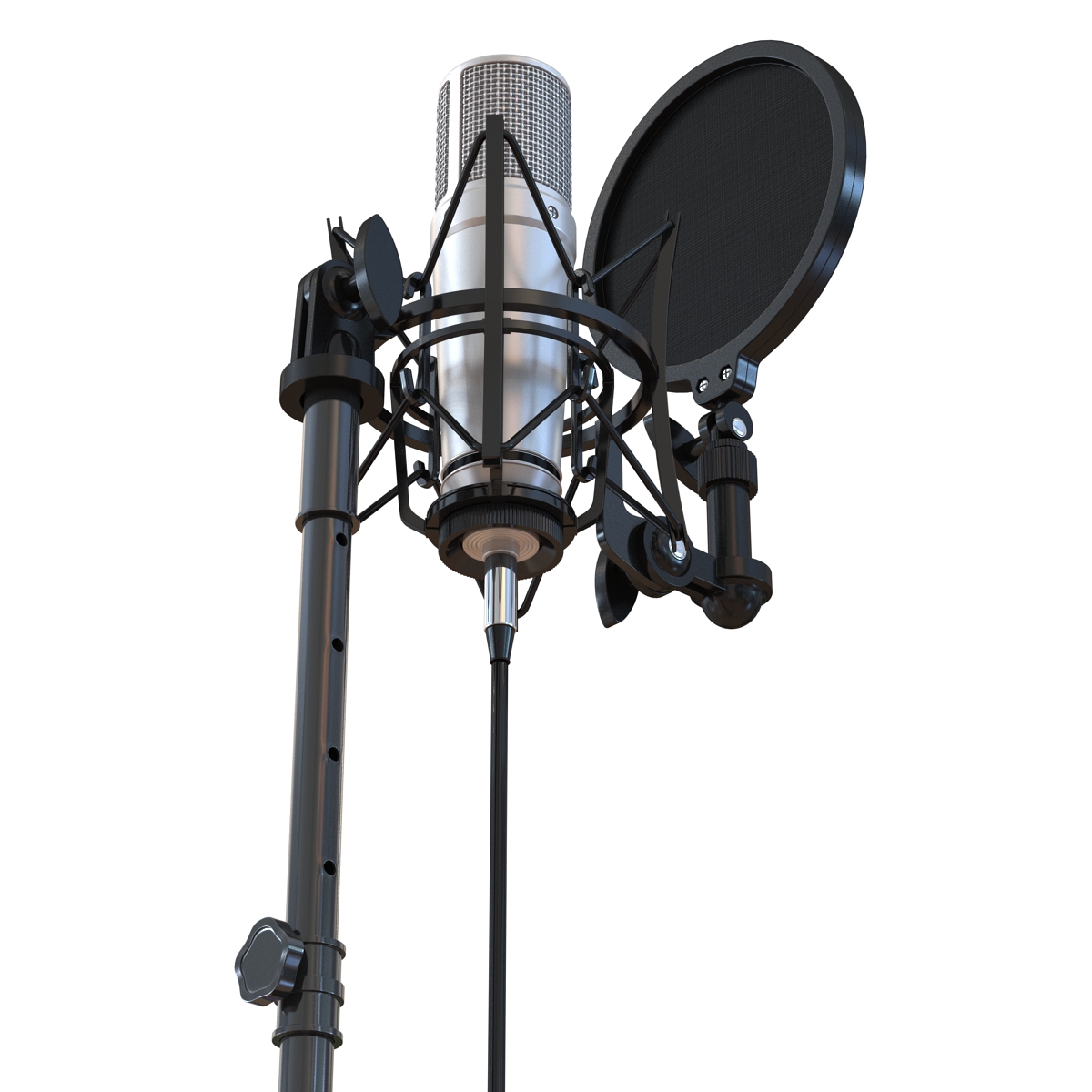 Studio Microphone and Stand 3D