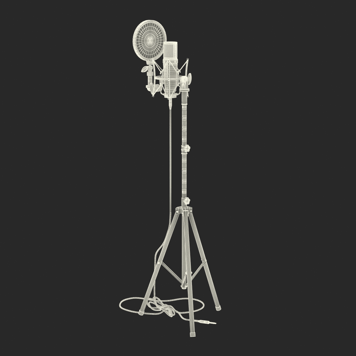 Studio Microphone and Stand 3D