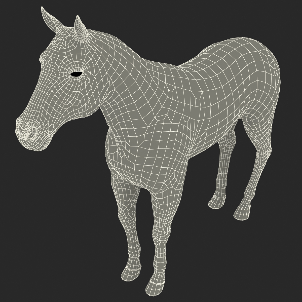 Horse with Fur 3D model