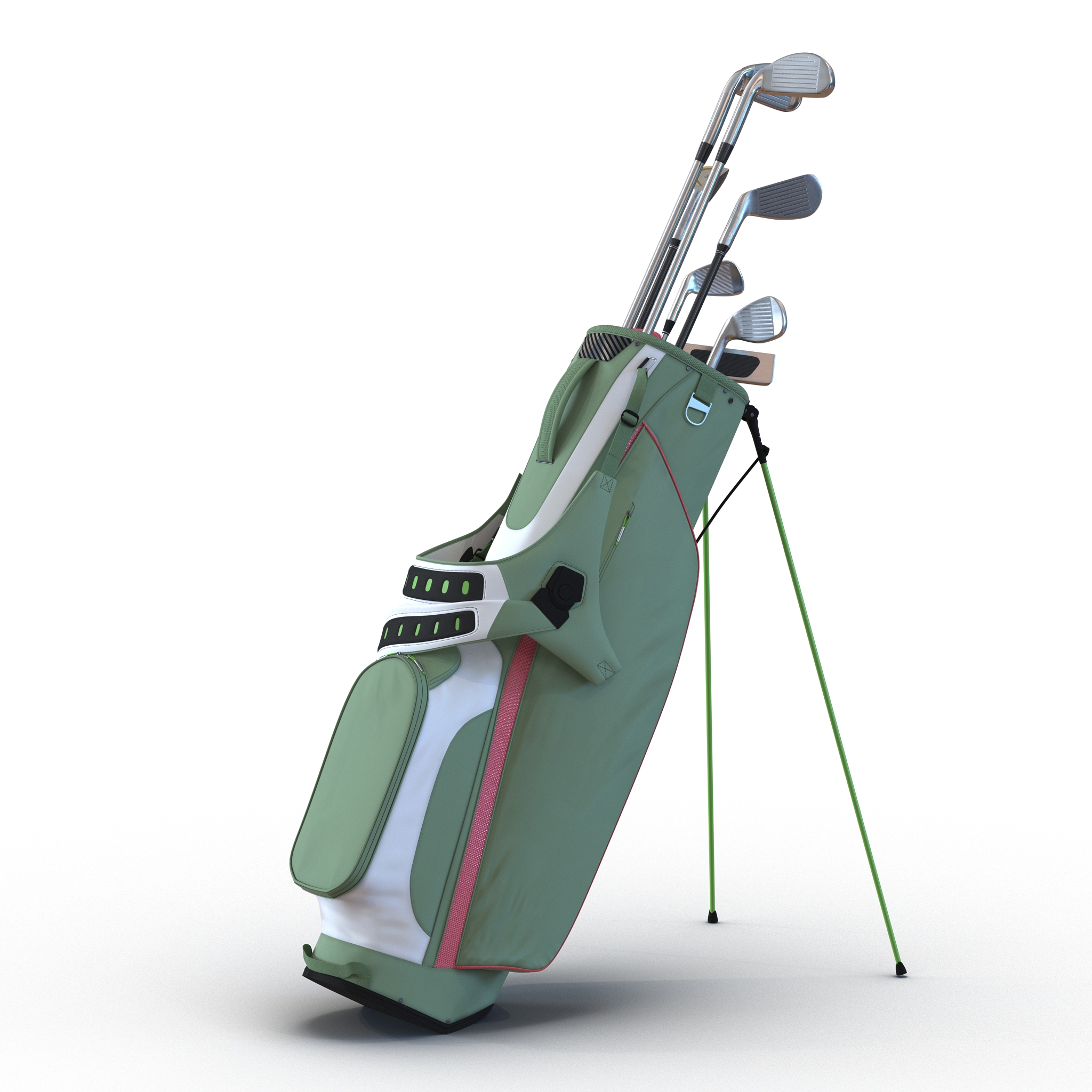 Golf Bag 4 Generic with Clubs 3D model