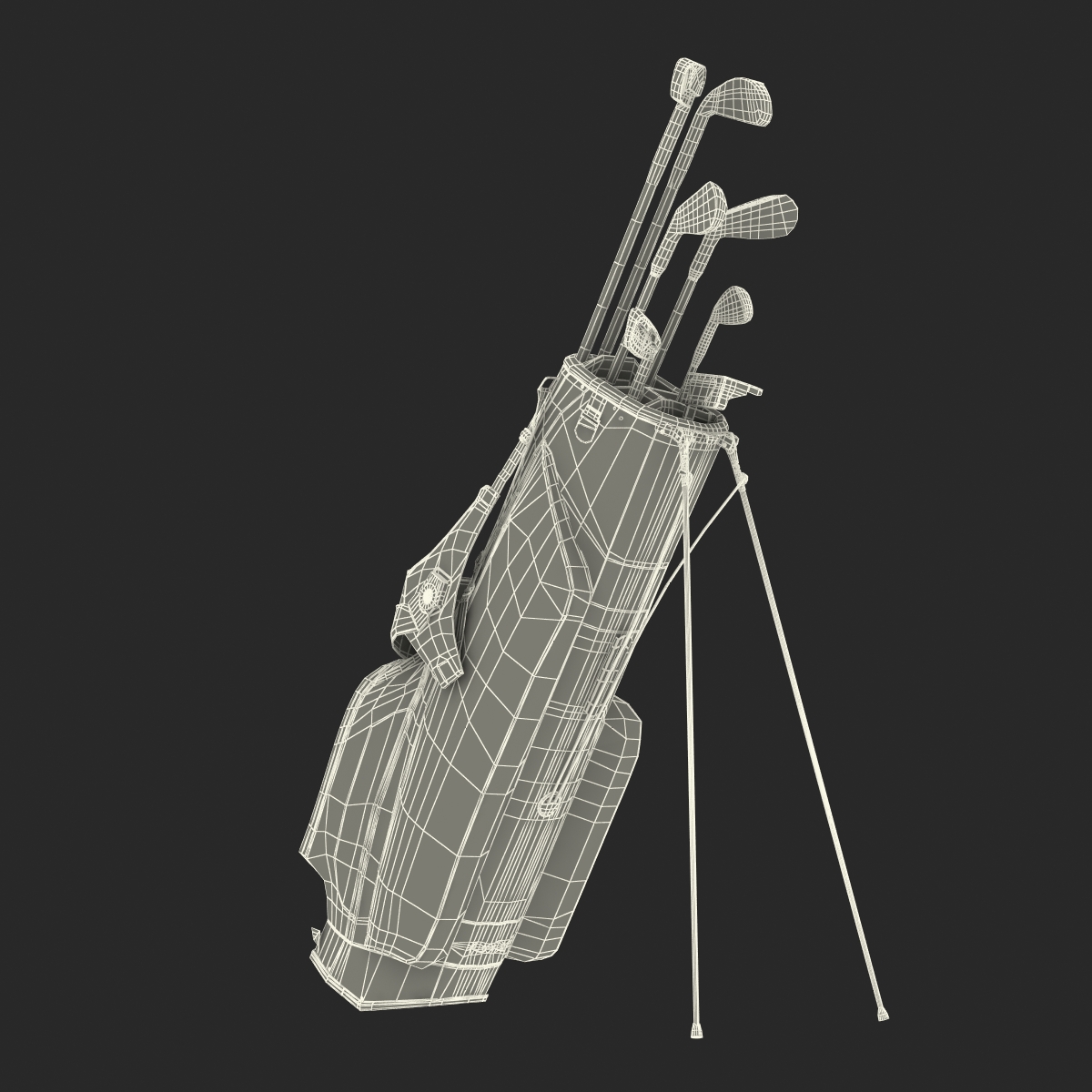 Golf Bag 4 Generic with Clubs 3D model