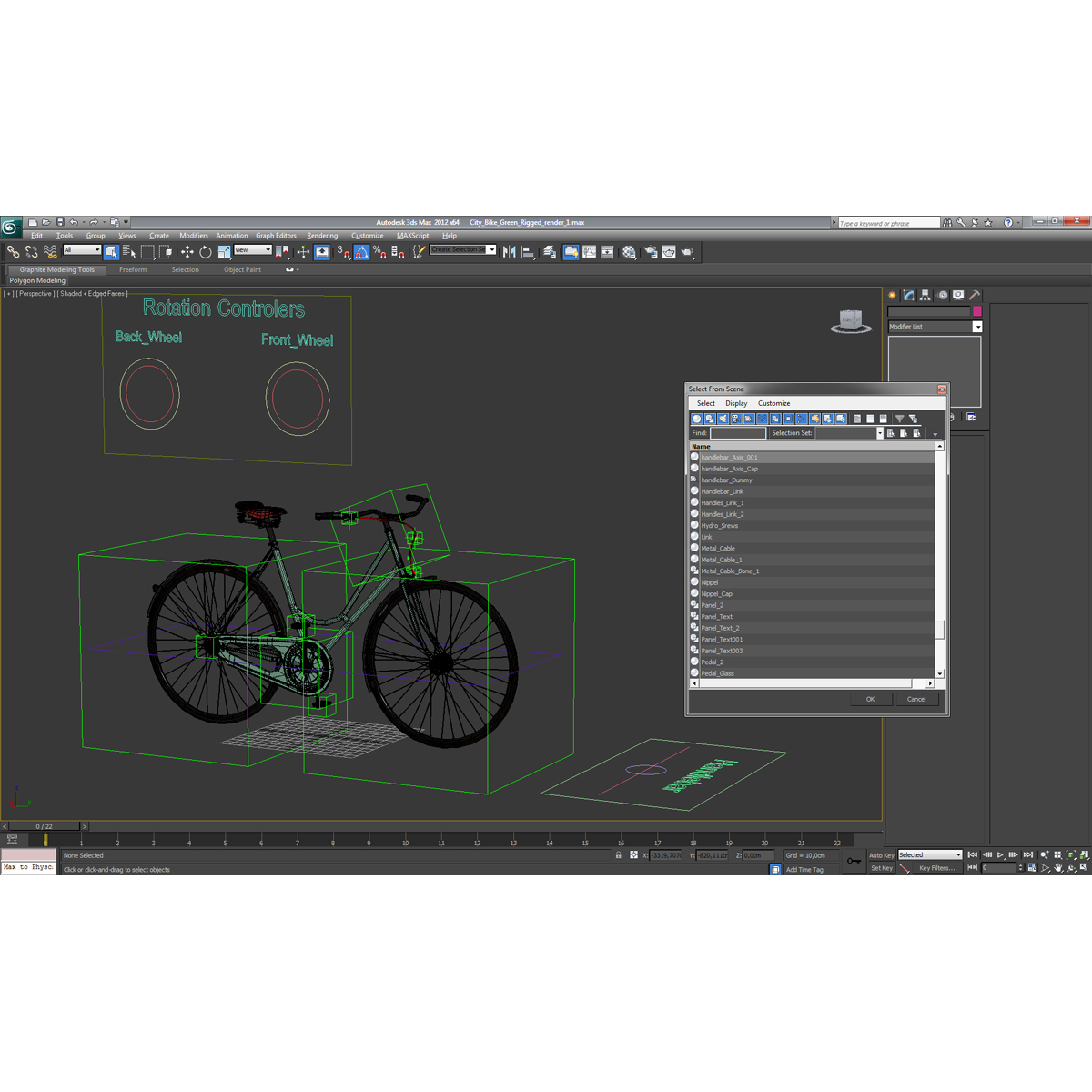 City Bike Green Rigged 3D