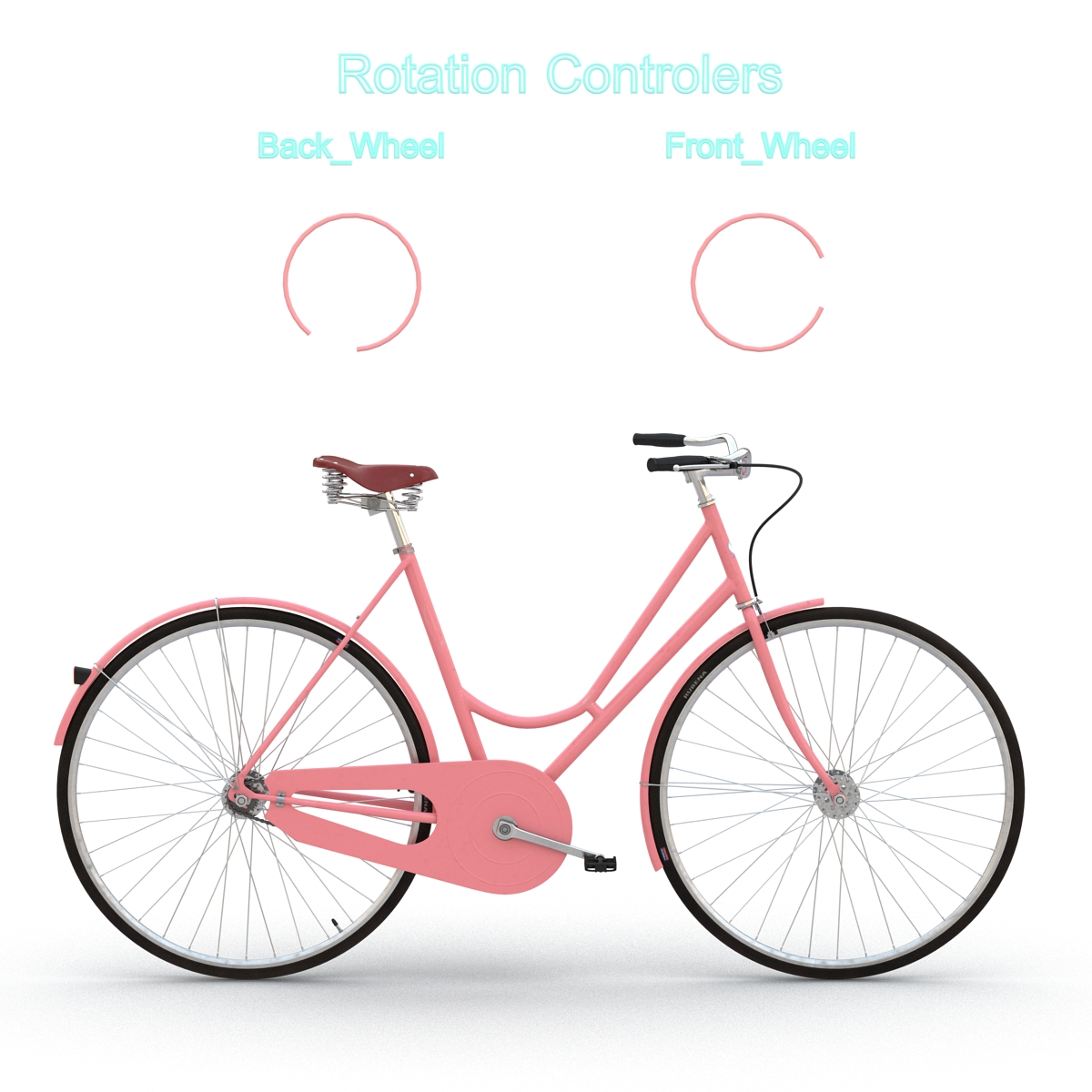 3D City Bike Pink Rigged