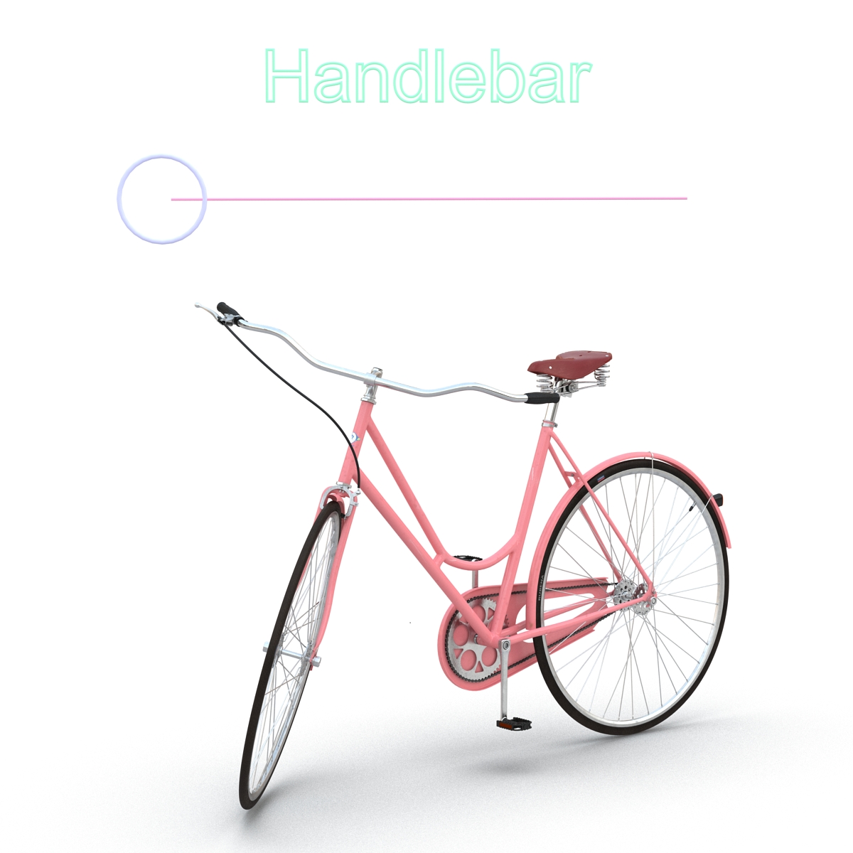 3D City Bike Pink Rigged