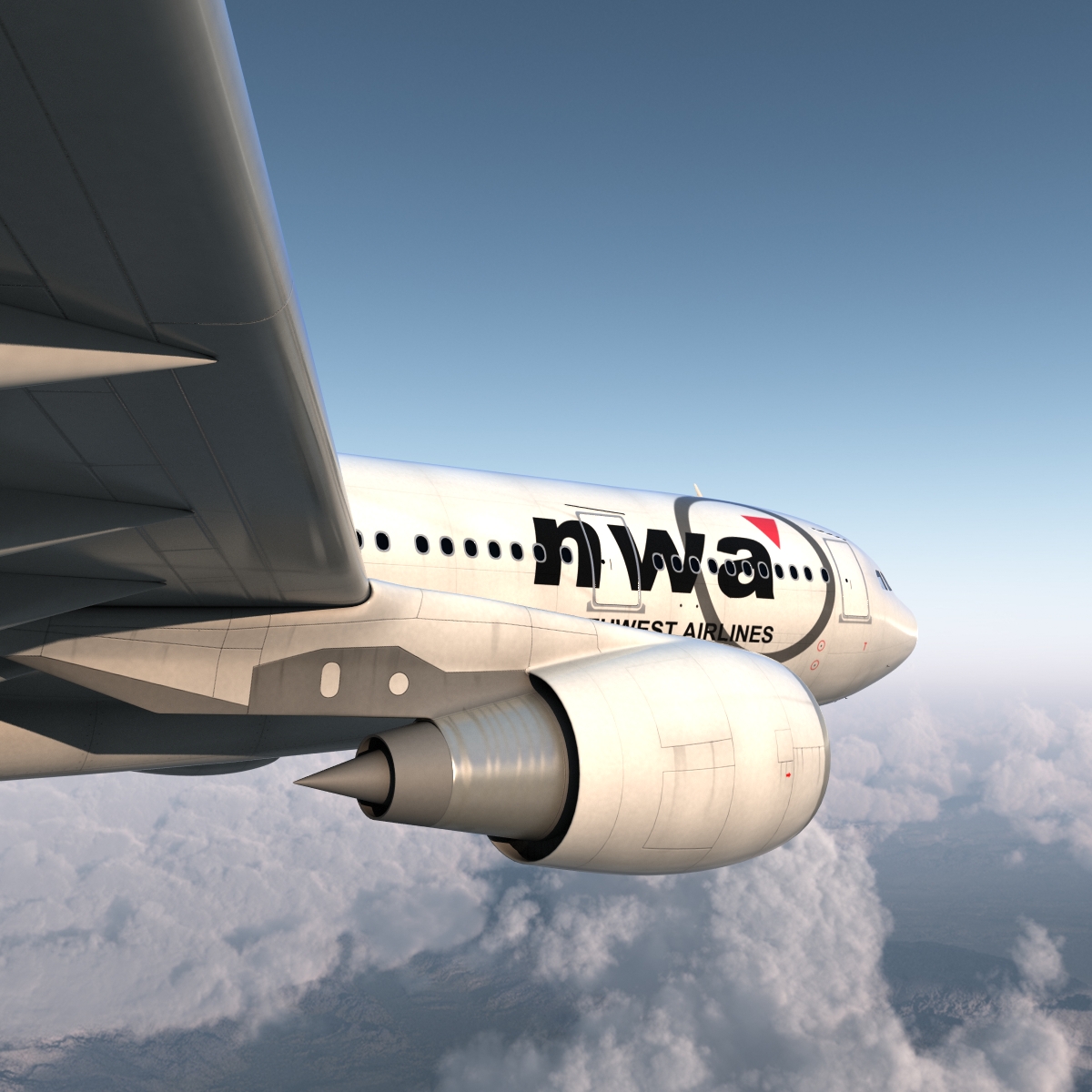 Jet Airliner Airbus A330-200 Northwest Airlines 3D