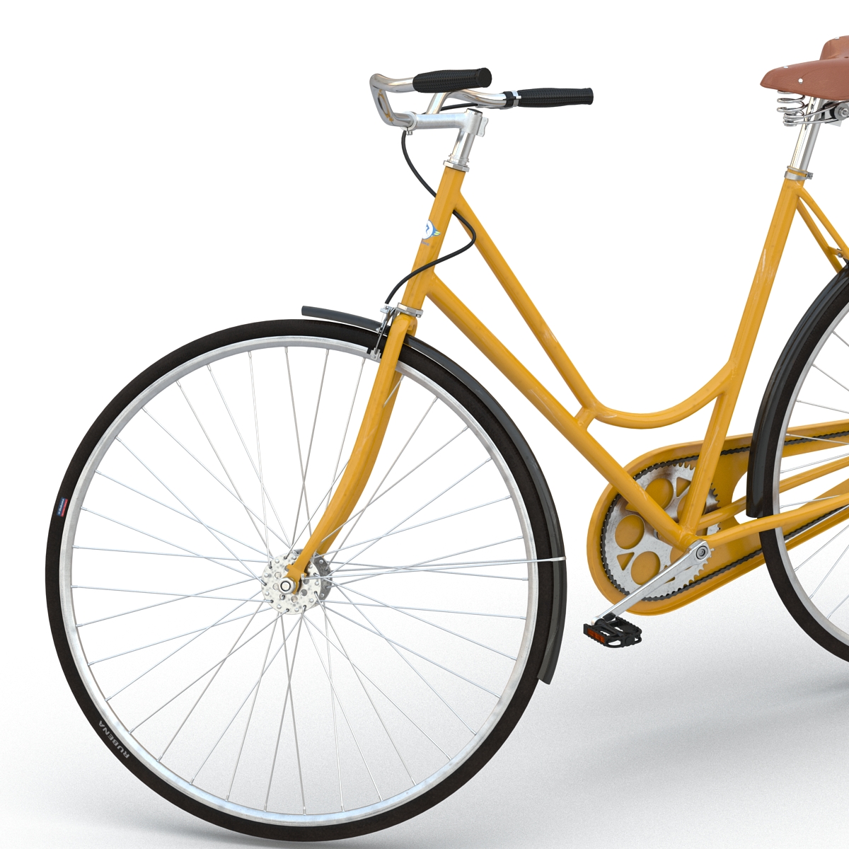 3D City Bike Yellow Rigged model