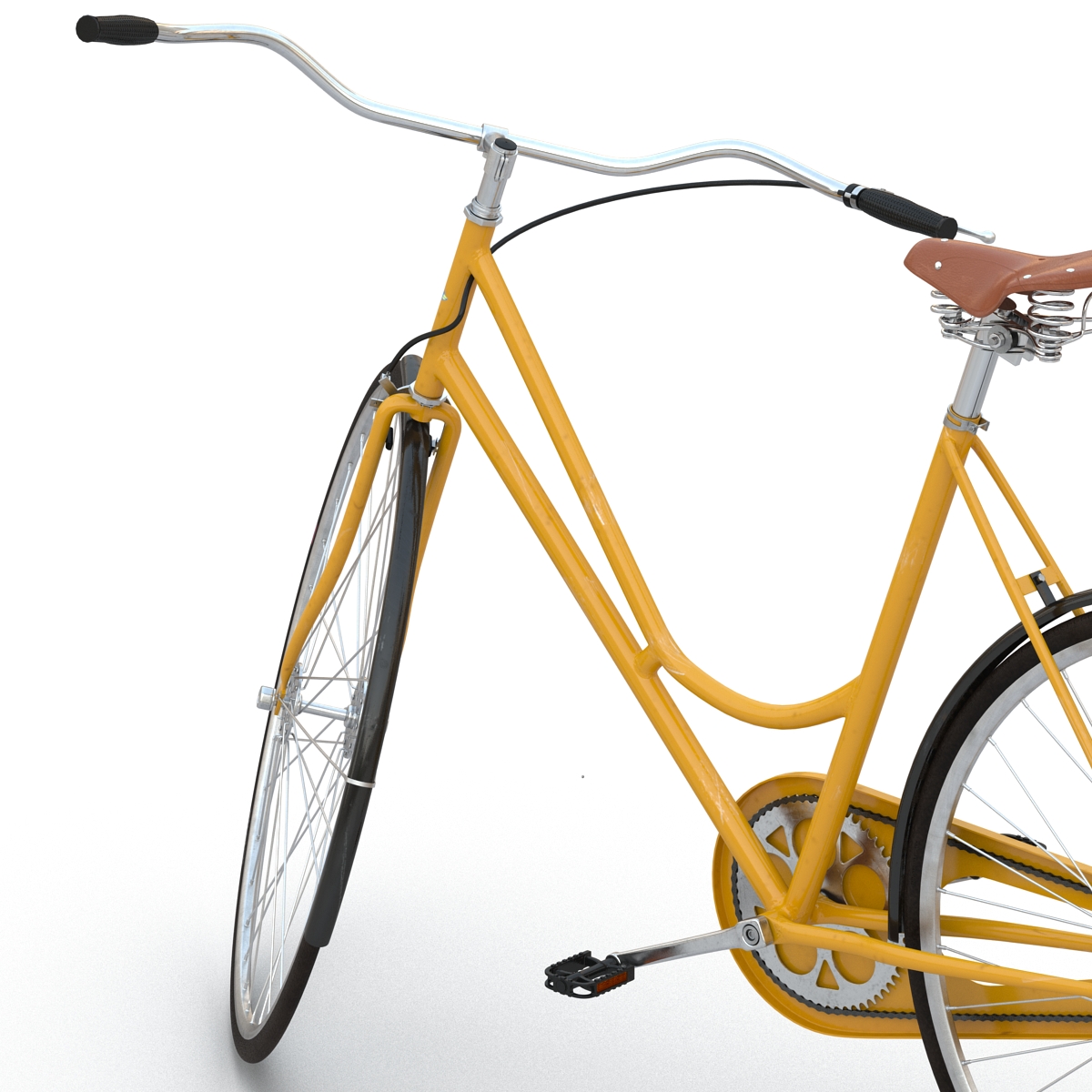 3D City Bike Yellow Rigged model