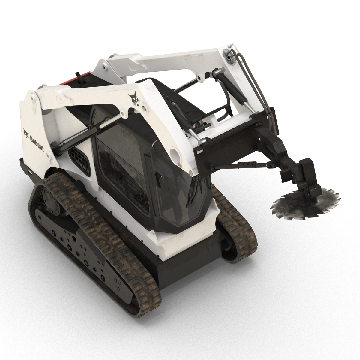 3D Compact Tracked Loader Bobcat With Brush Saw Rigged