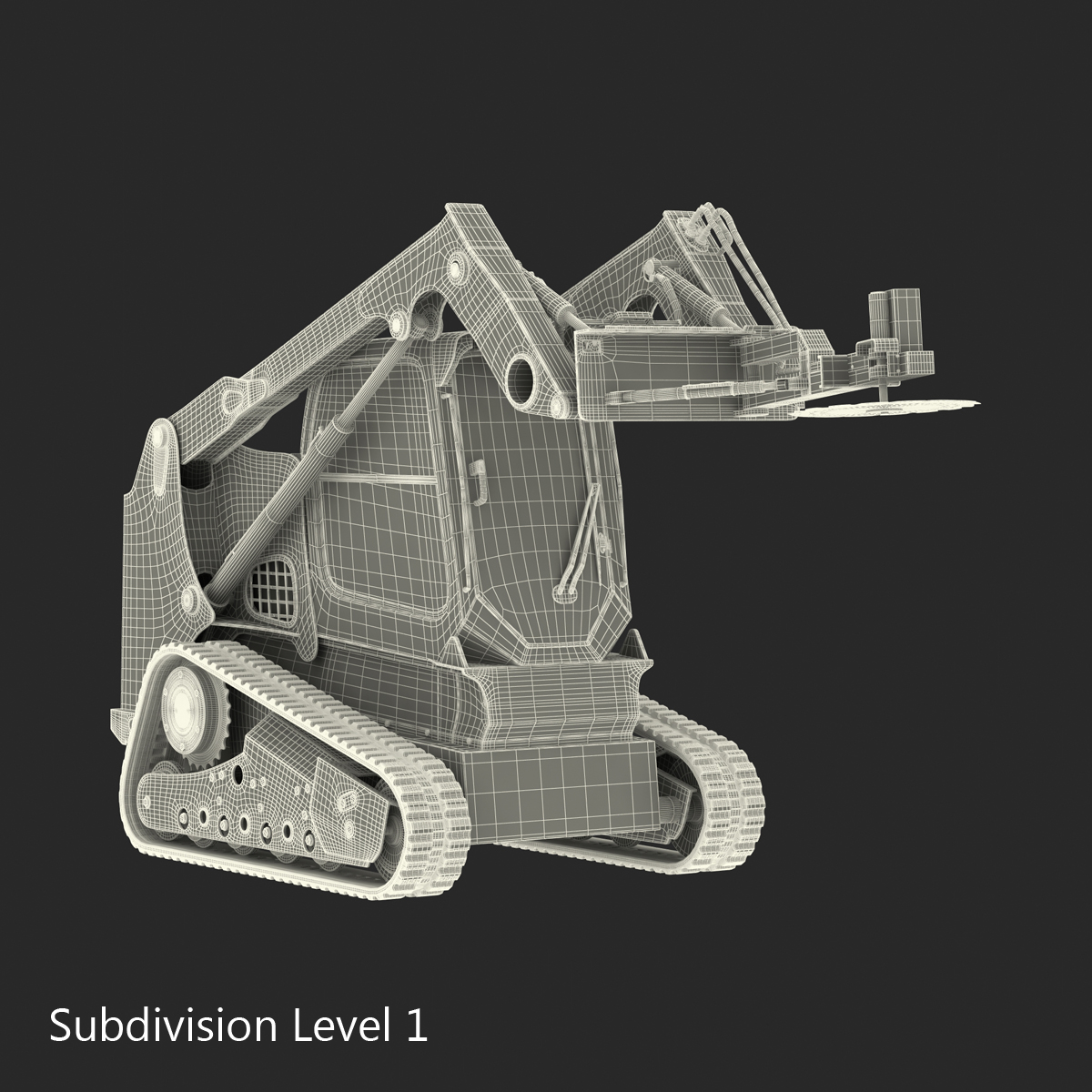 3D Compact Tracked Loader Bobcat With Brush Saw Rigged