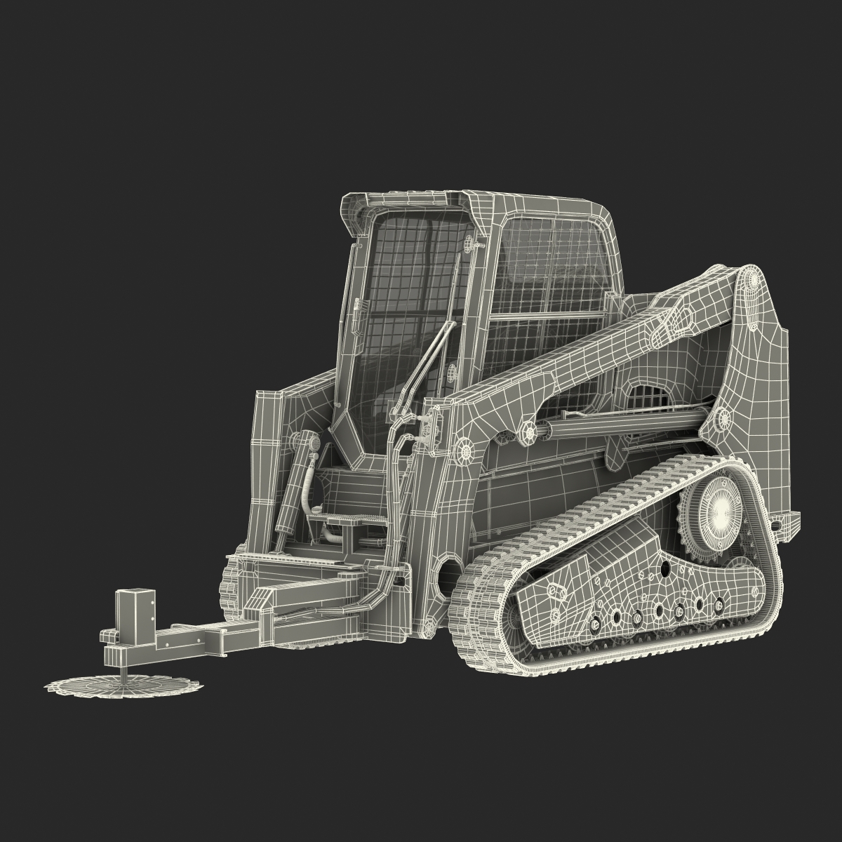 3D Compact Tracked Loader Bobcat With Brush Saw Rigged