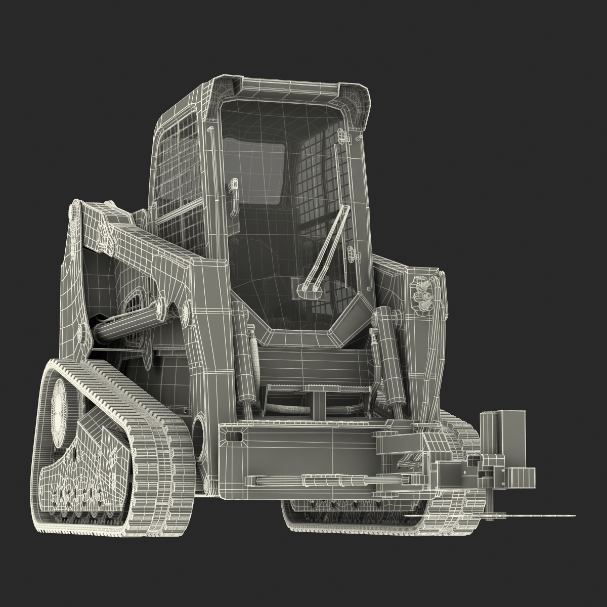 3D Compact Tracked Loader Bobcat With Brush Saw Rigged