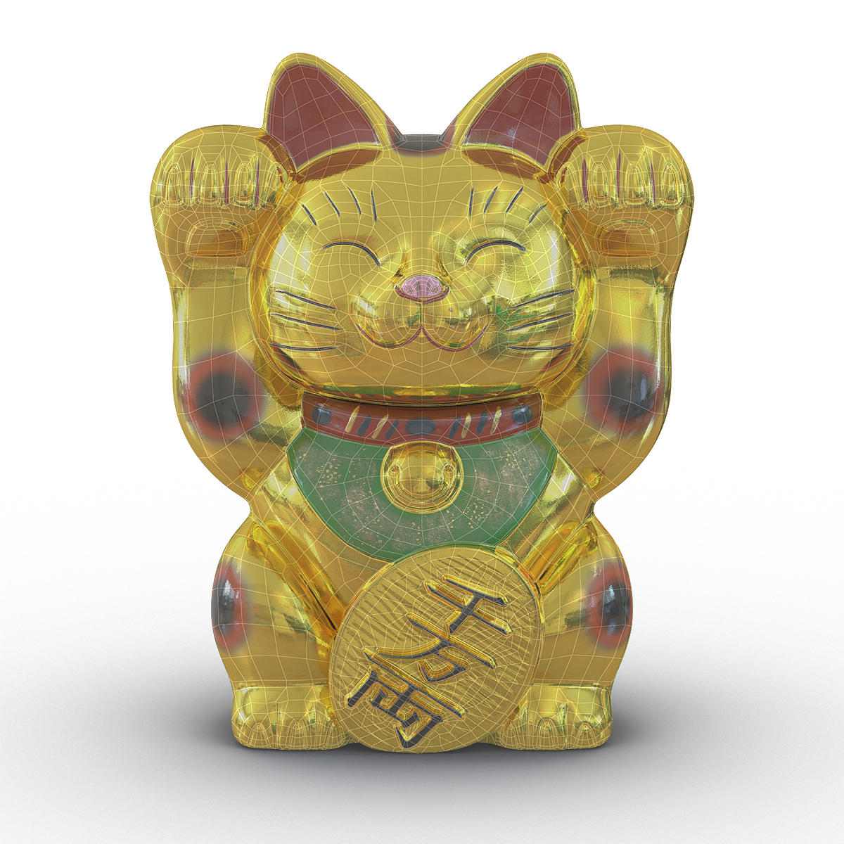 3D Maneki Neko Golden model