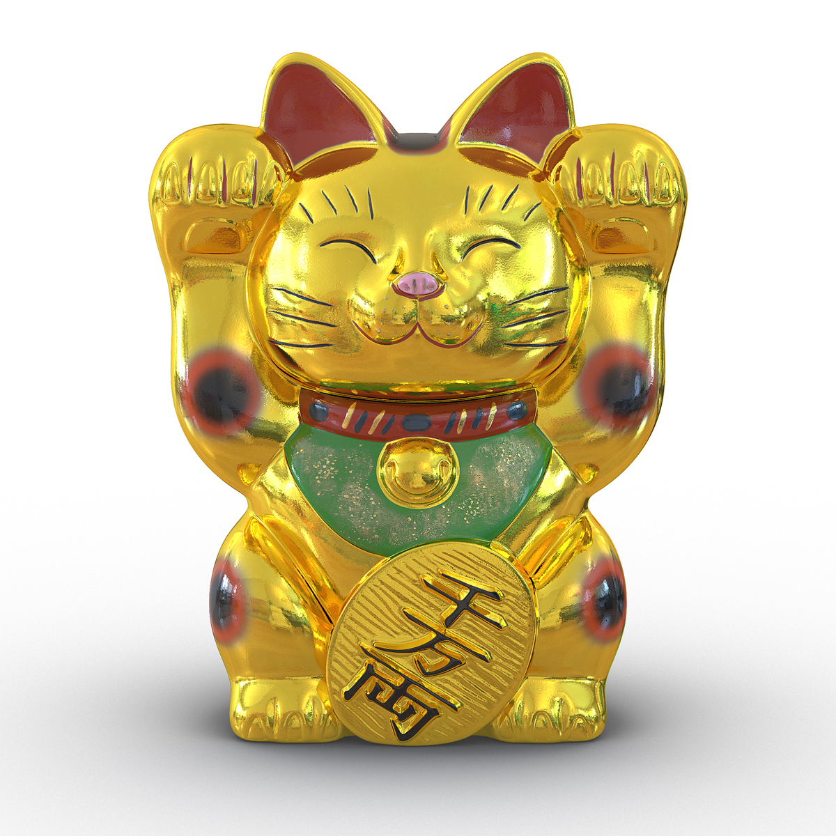 3D Maneki Neko Golden model