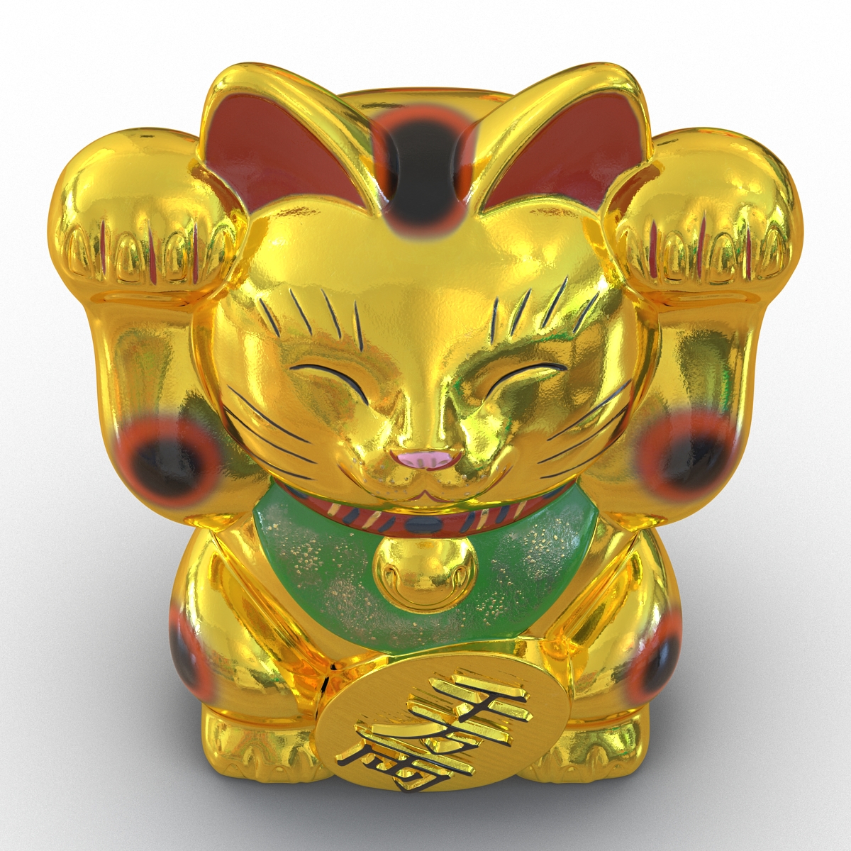 3D Maneki Neko Golden model