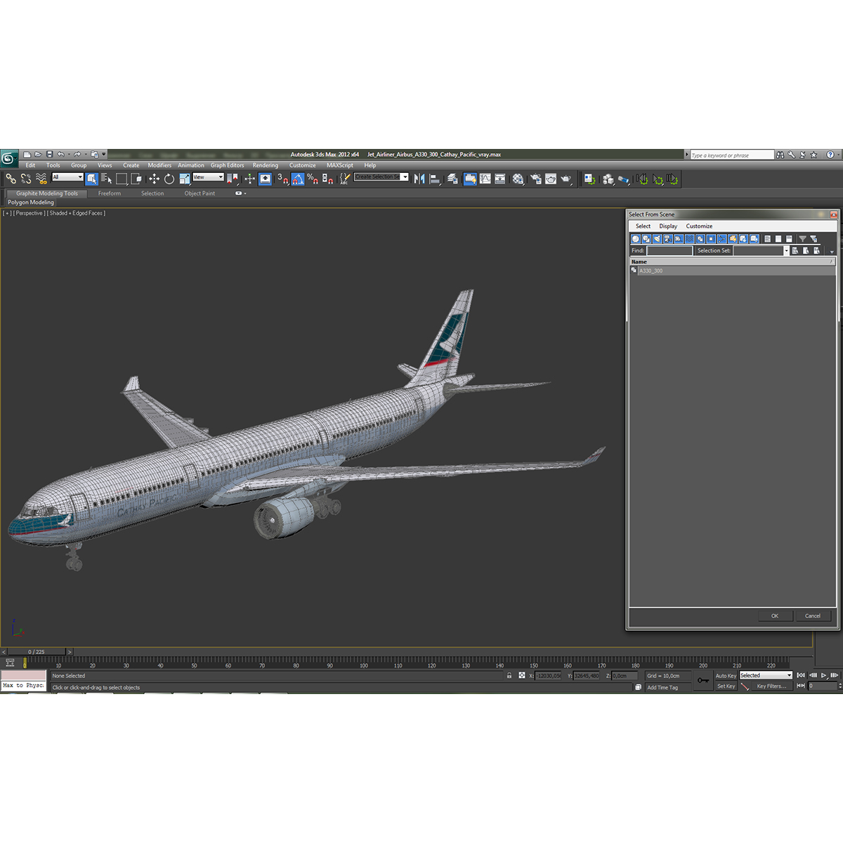 3D Jet Airliner Airbus A330-300 Cathay Pacific model