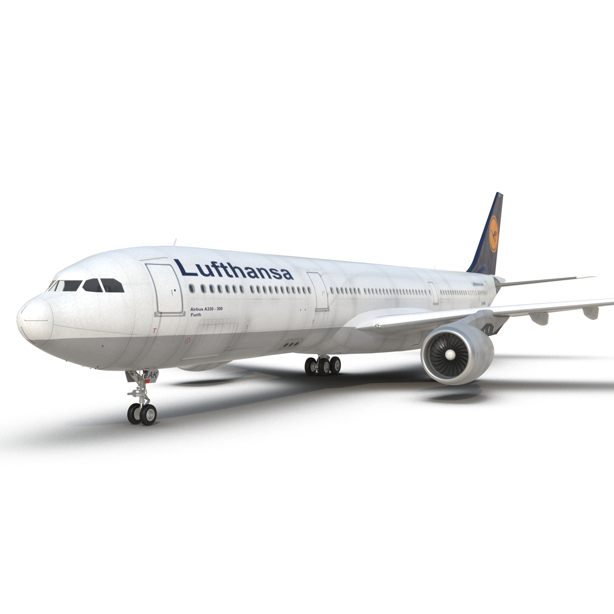 3D model Jet Airliner Airbus A330-300 Lufthansa Rigged