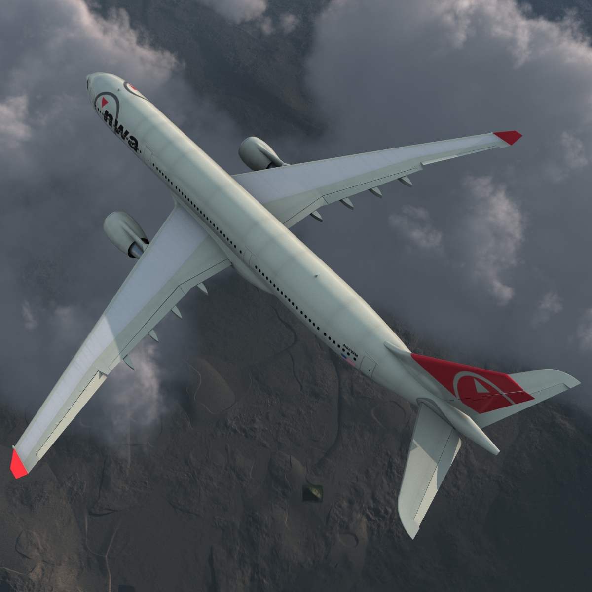 Jet Airliner Airbus A330-300 Northwest Airlines Rigged 3D model