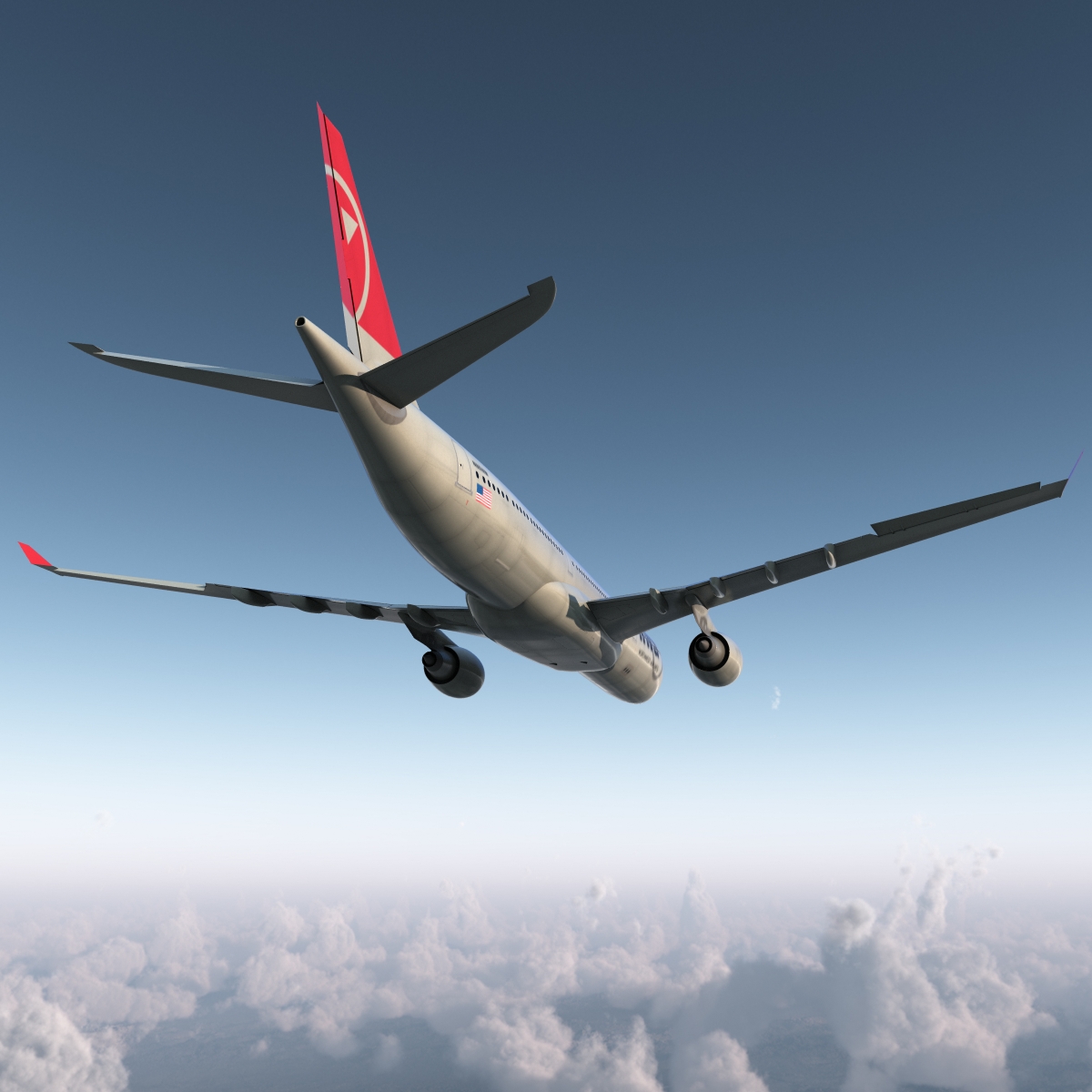 Jet Airliner Airbus A330-300 Northwest Airlines Rigged 3D model