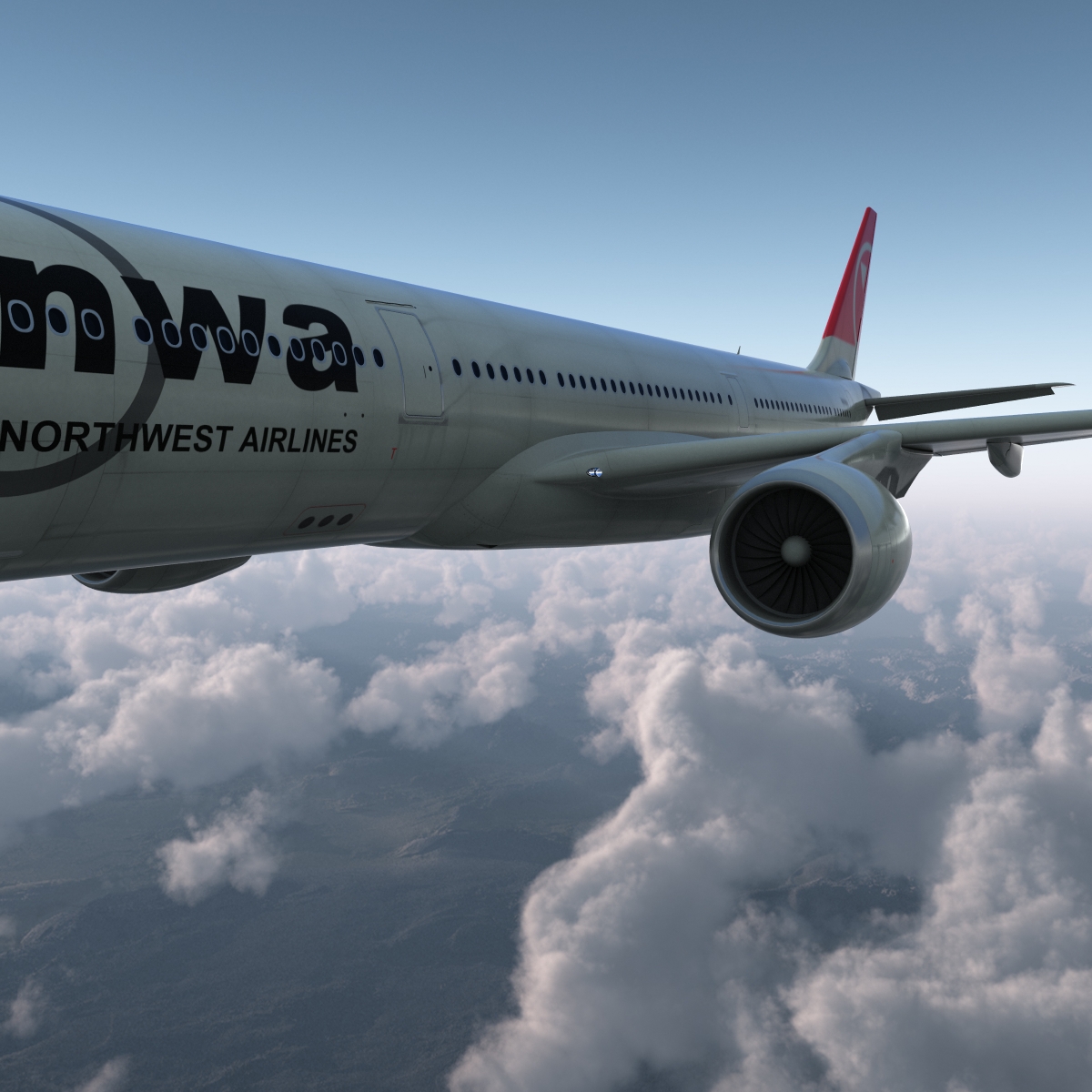 Jet Airliner Airbus A330-300 Northwest Airlines Rigged 3D model