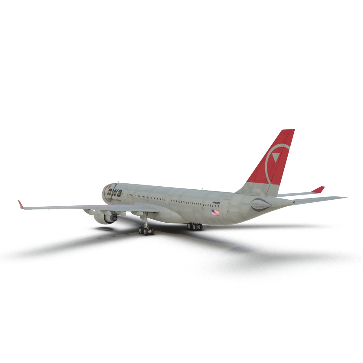 Jet Airliner Airbus A330-300 Northwest Airlines Rigged 3D model